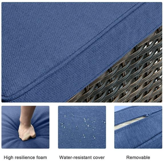 Pocassy Outdoor Wicker Glider Swivel Club Chairs (Set of 2) Grey/Blue