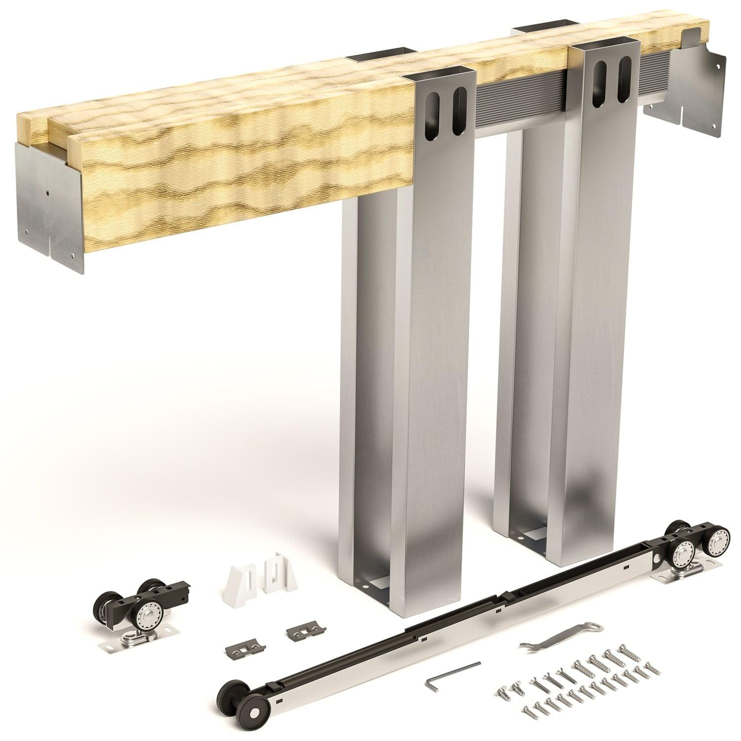 Villar Home Designs Heavy Duty Sliding Pocket Door Hardware Set for 24'' to 36'' doors with Soft Close and Frame