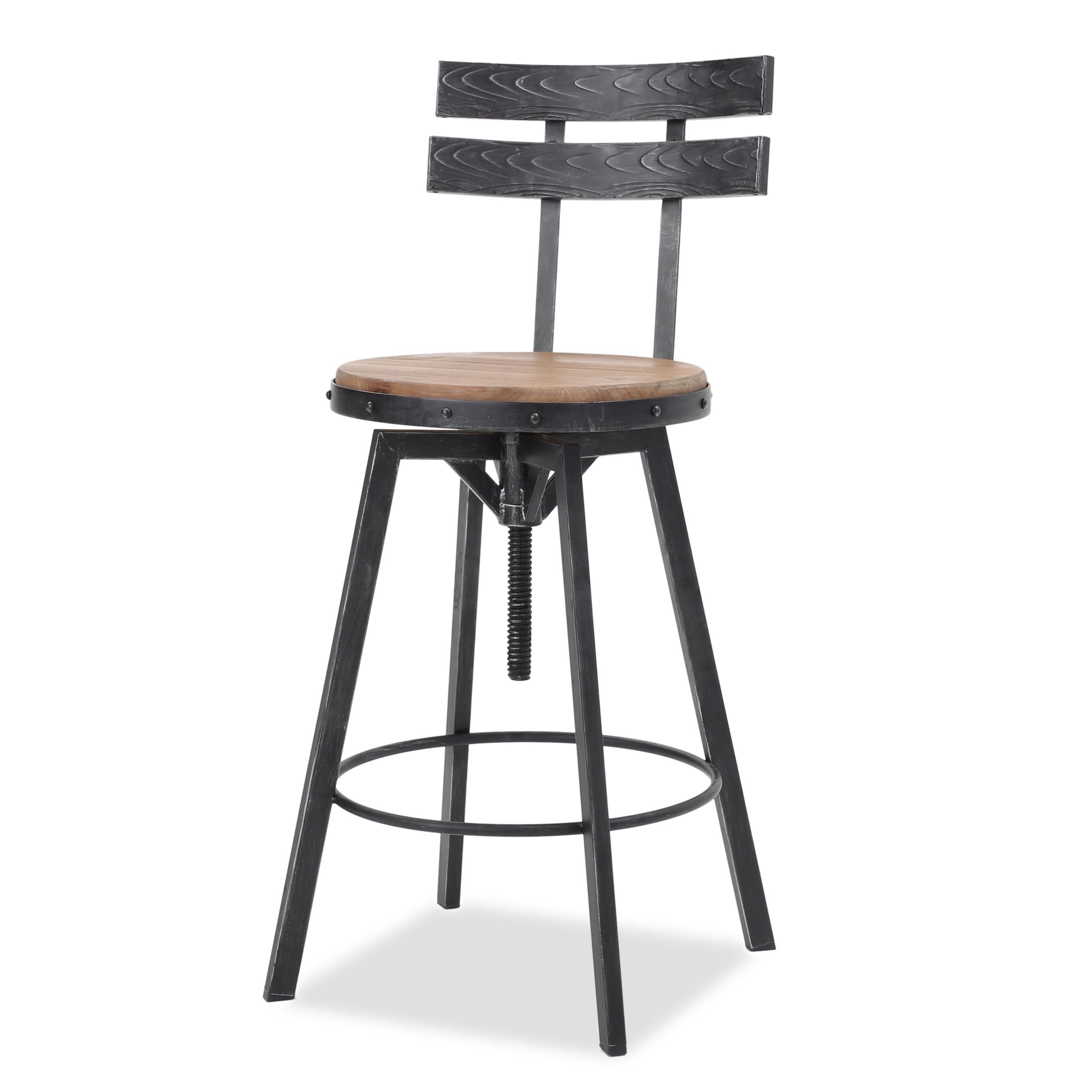 Retro Black and Silver Firwood Barstool with Footrest