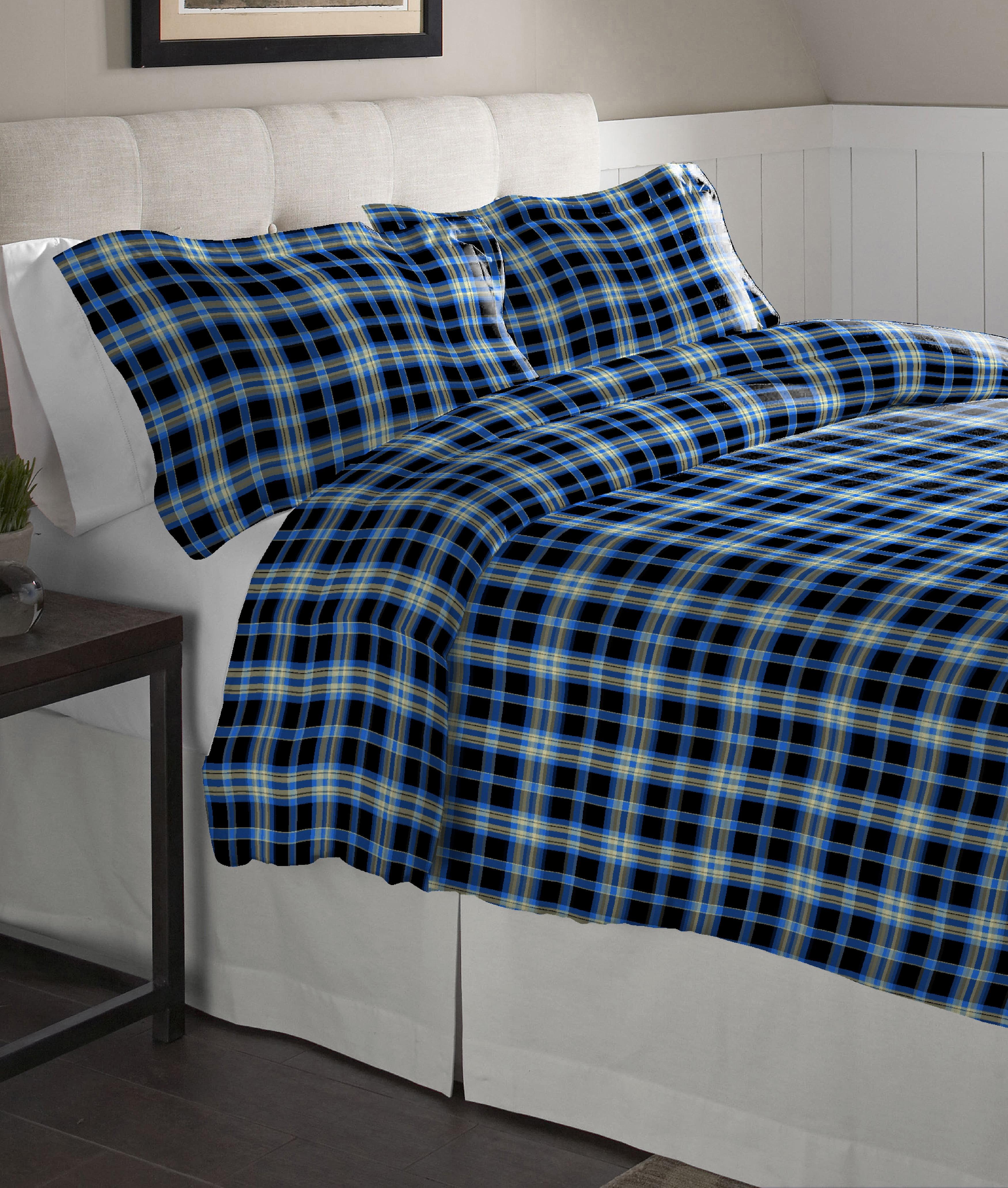 Pointehaven 175 GSM 100% Cotton Superior Weight Flannel Solid or Print Oversized Duvet Set