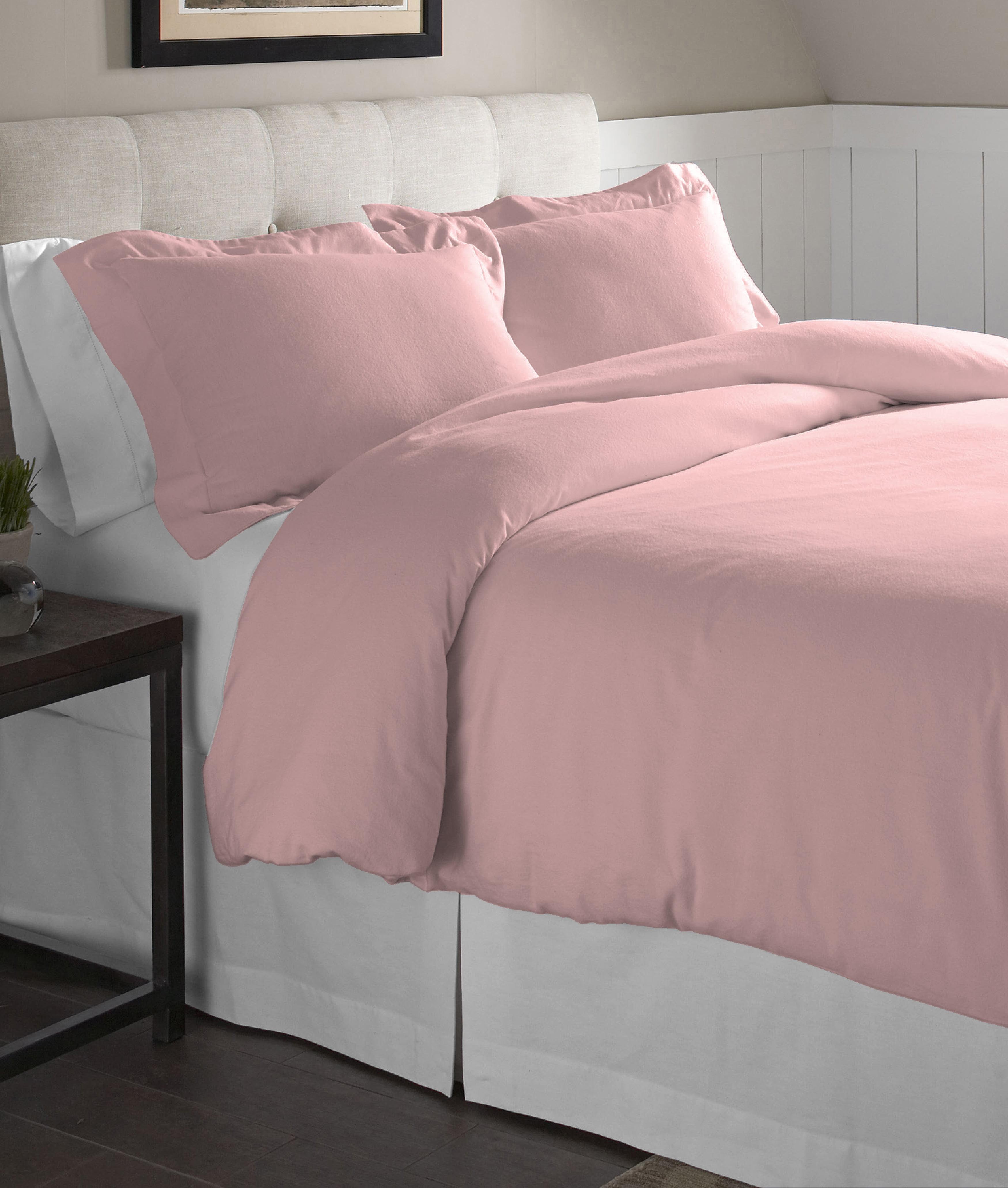 Pointehaven 175 GSM Rose 100% Cotton Superior Weight Flannel 2 pc Duvet Set, Twin/Twin Extra Long