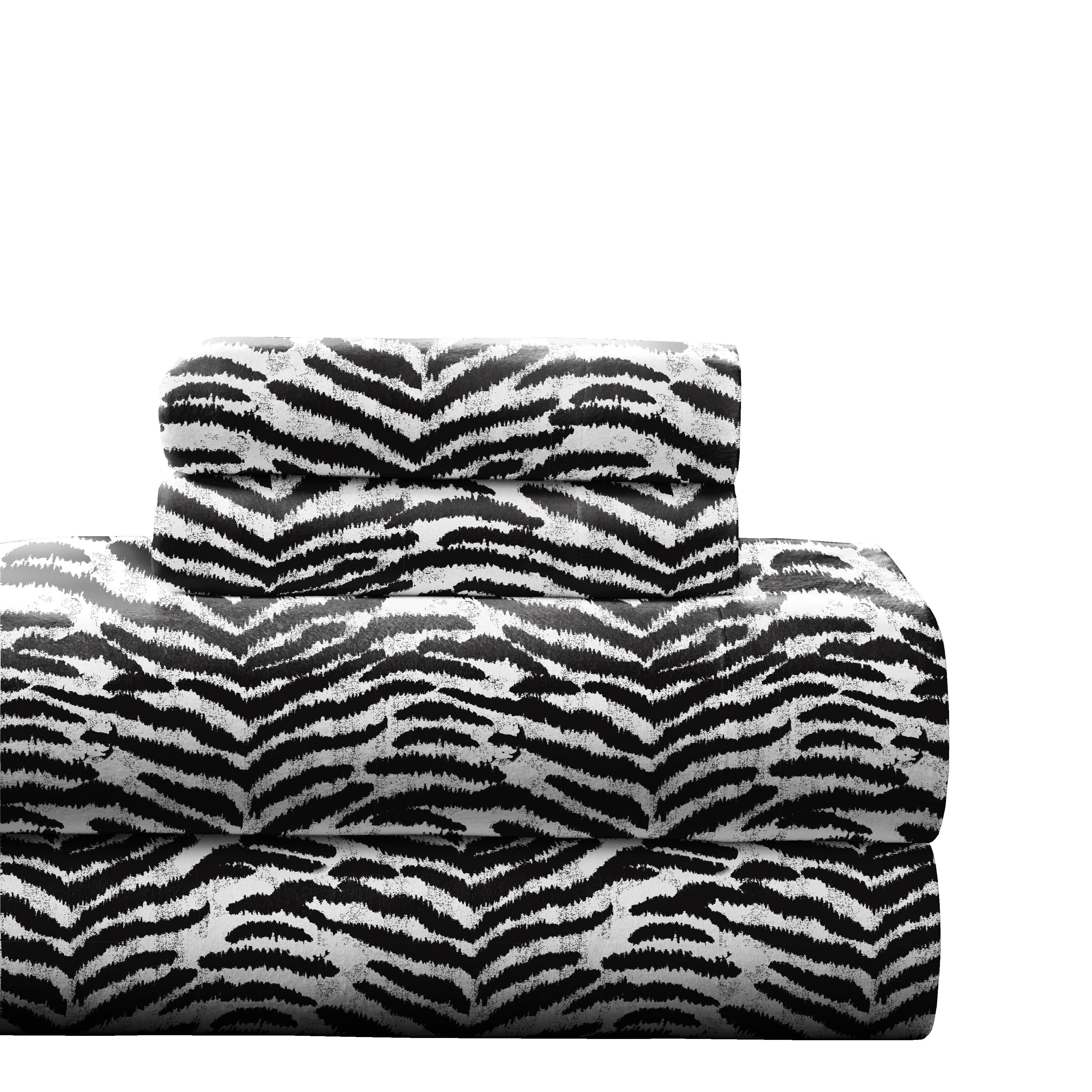 Pointehaven 180 GSM Cotton Flannel Sheet Set - Full, Zebra