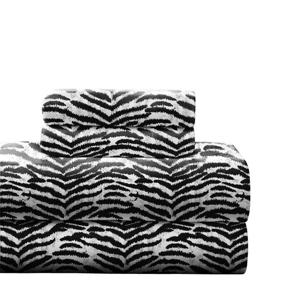 Pointehaven 180 GSM Cotton Flannel Sheet Set - Full, Zebra