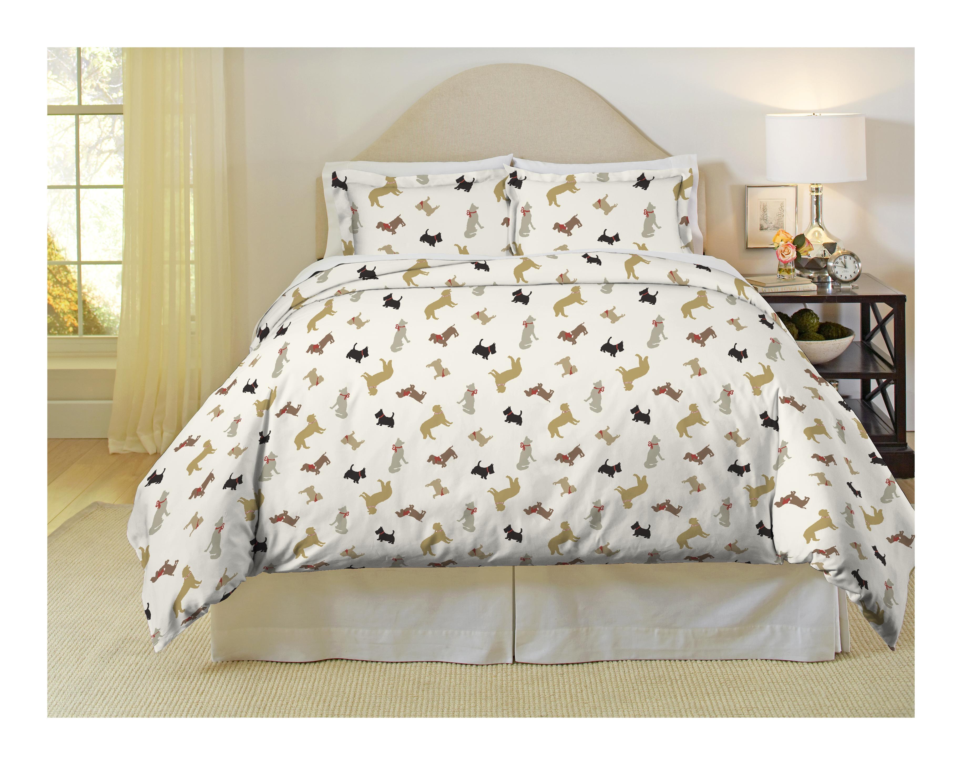 Winter Dogs Modern & Contemporary Flannel Duvet Cover Set