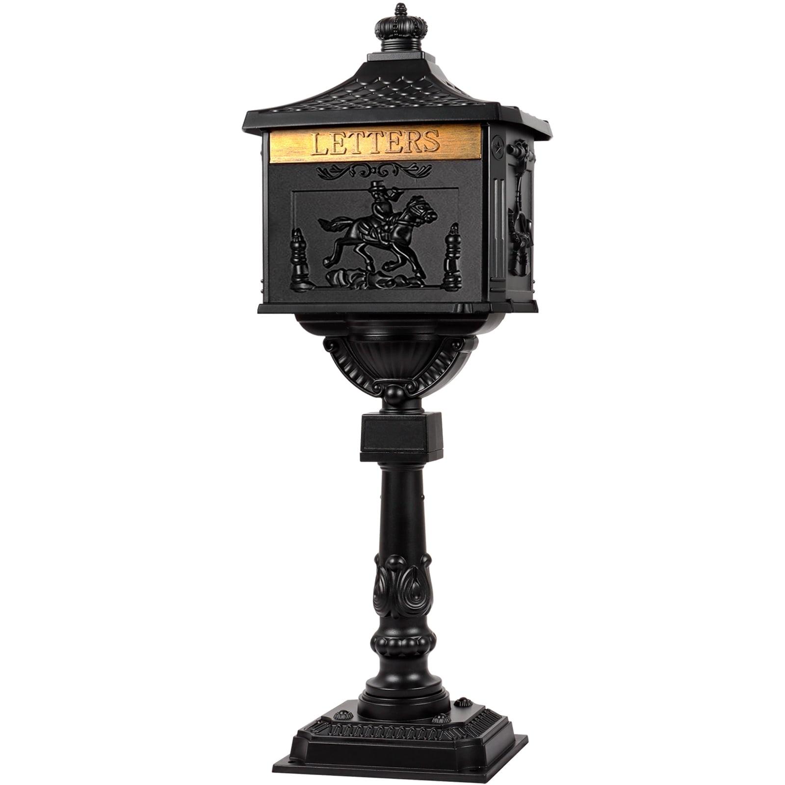 Black Cast Aluminum Lockable Mailbox with Historic Design