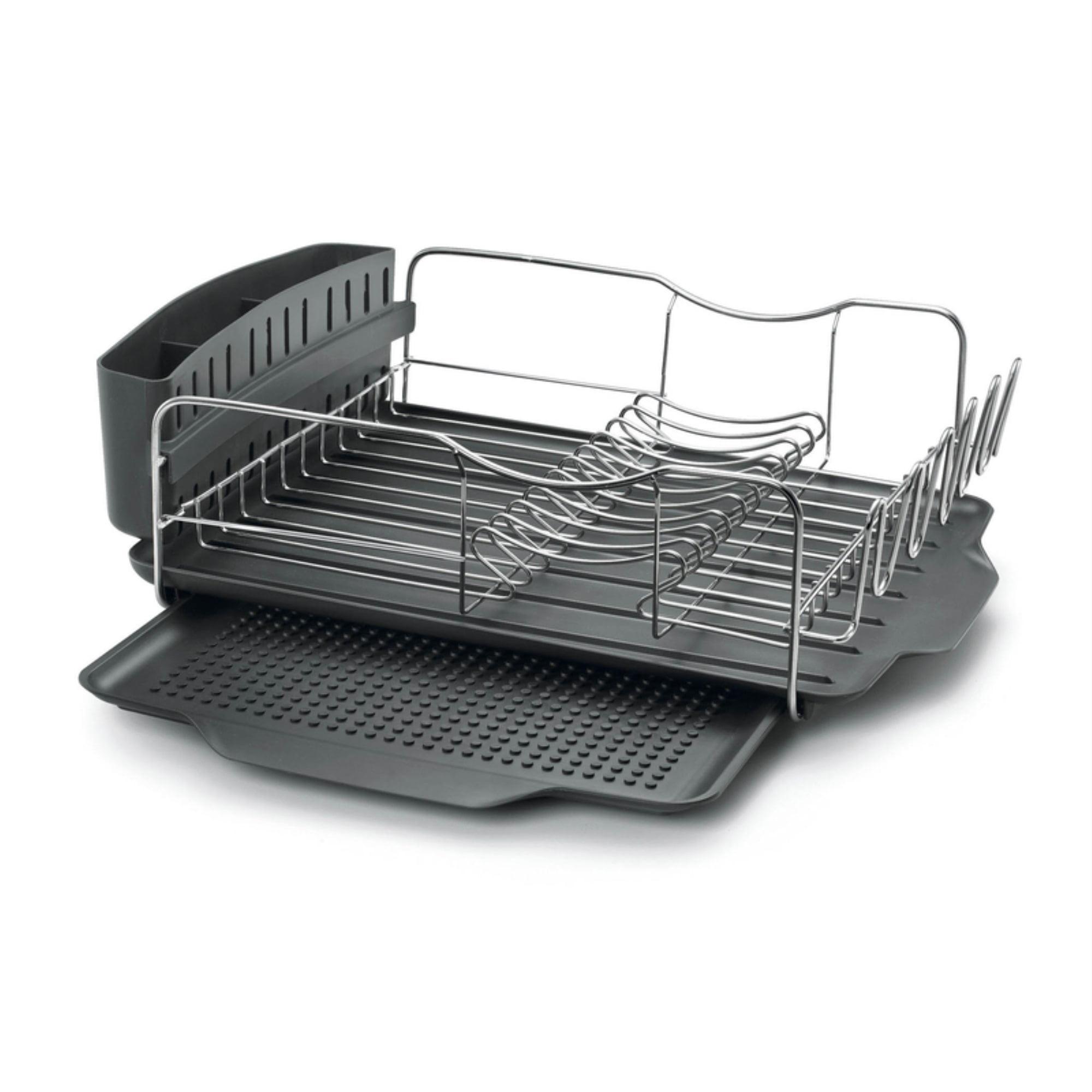 Black Metal 4-Piece Dish Rack with Utensil Cup