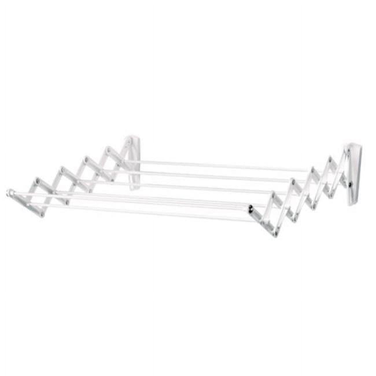 White Wall-Mount Accordion Clothes Drying Rack, 24-Inch