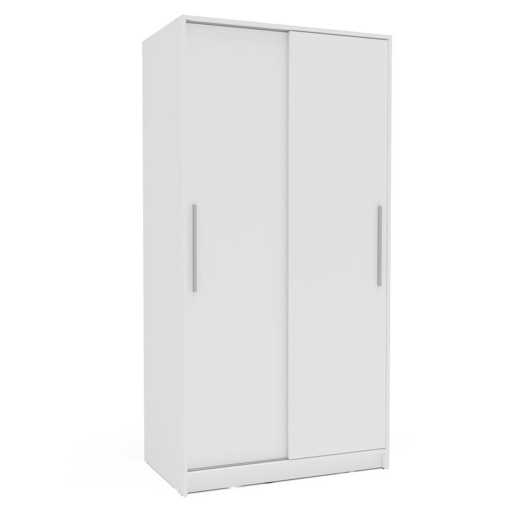 Polifurniture Denmark 2 Sliding Doors Clothing Armoire White: Modern Bedroom Storage, 2 Fixed Shelves