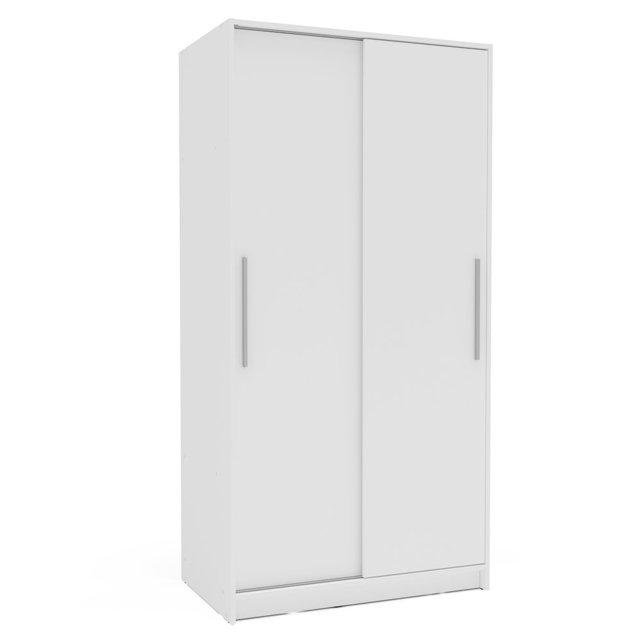 Polifurniture Denmark 2 Sliding Doors Clothing Armoire White: Modern Bedroom Storage, 2 Fixed Shelves