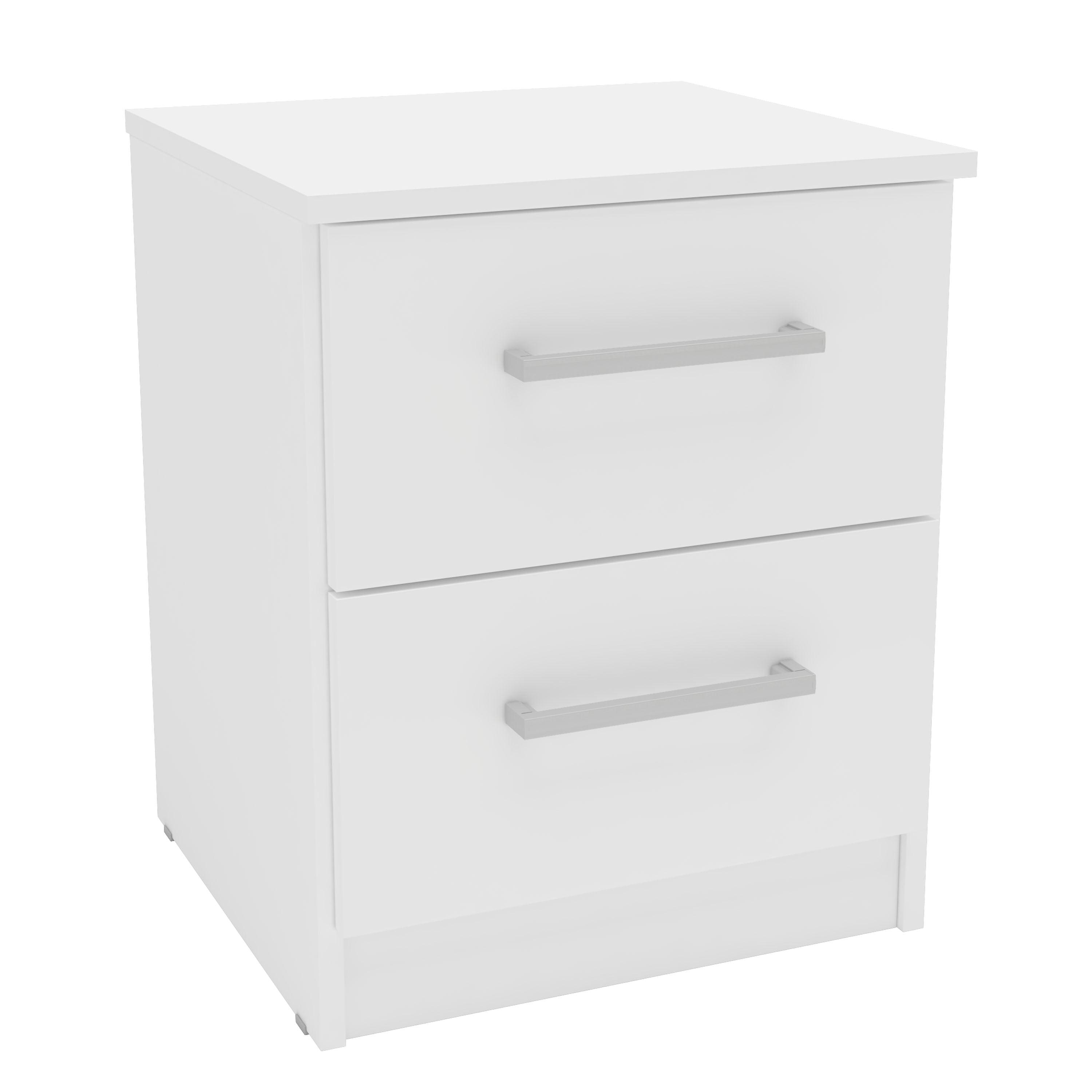 Polifurniture 4pc Queen Juliette Bedroom Set White: Engineered Wood, Melamine Finish, Slat System, 2 Nightstands