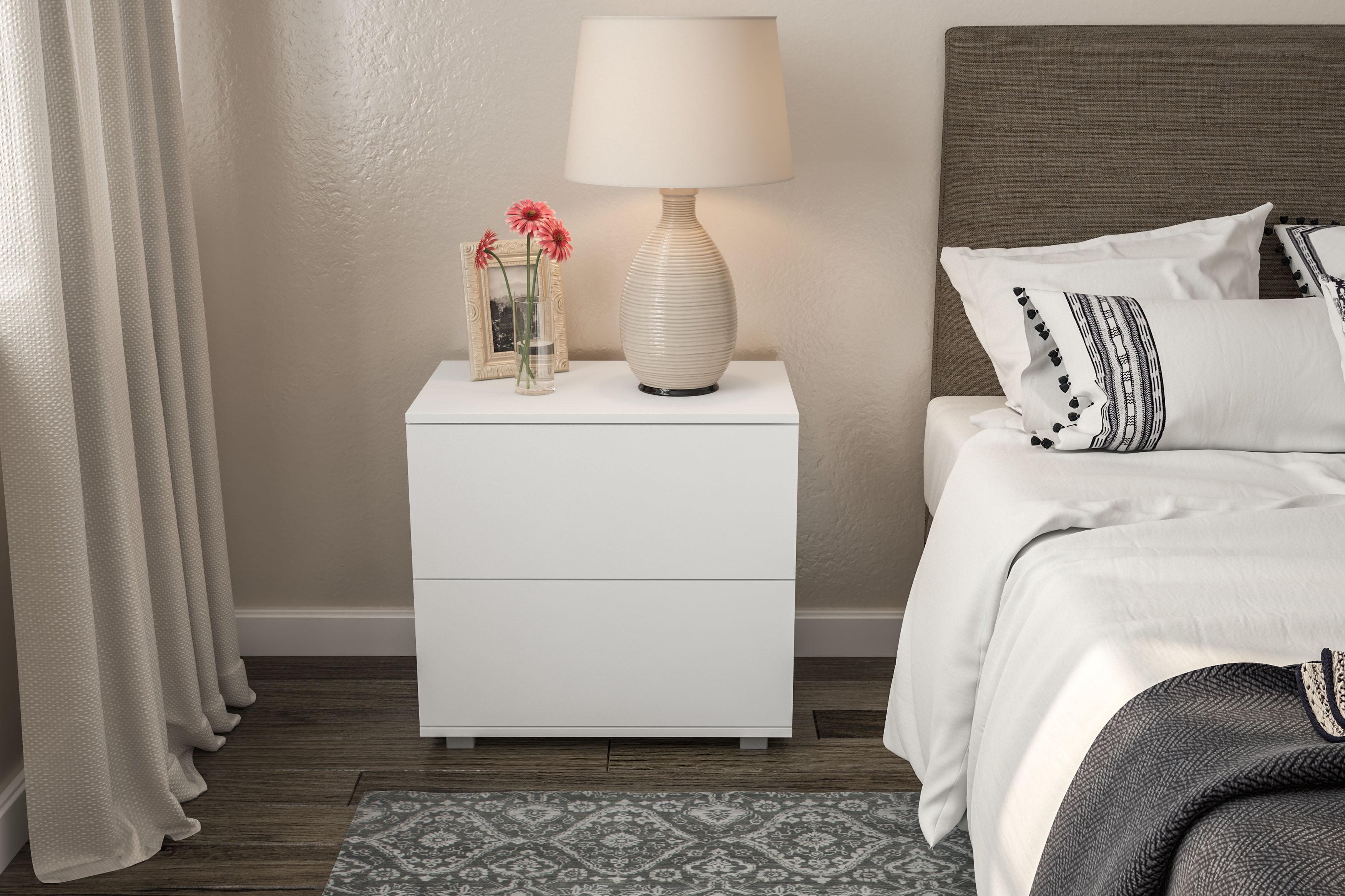 Madison White Modern 2 Drawer Nightstand