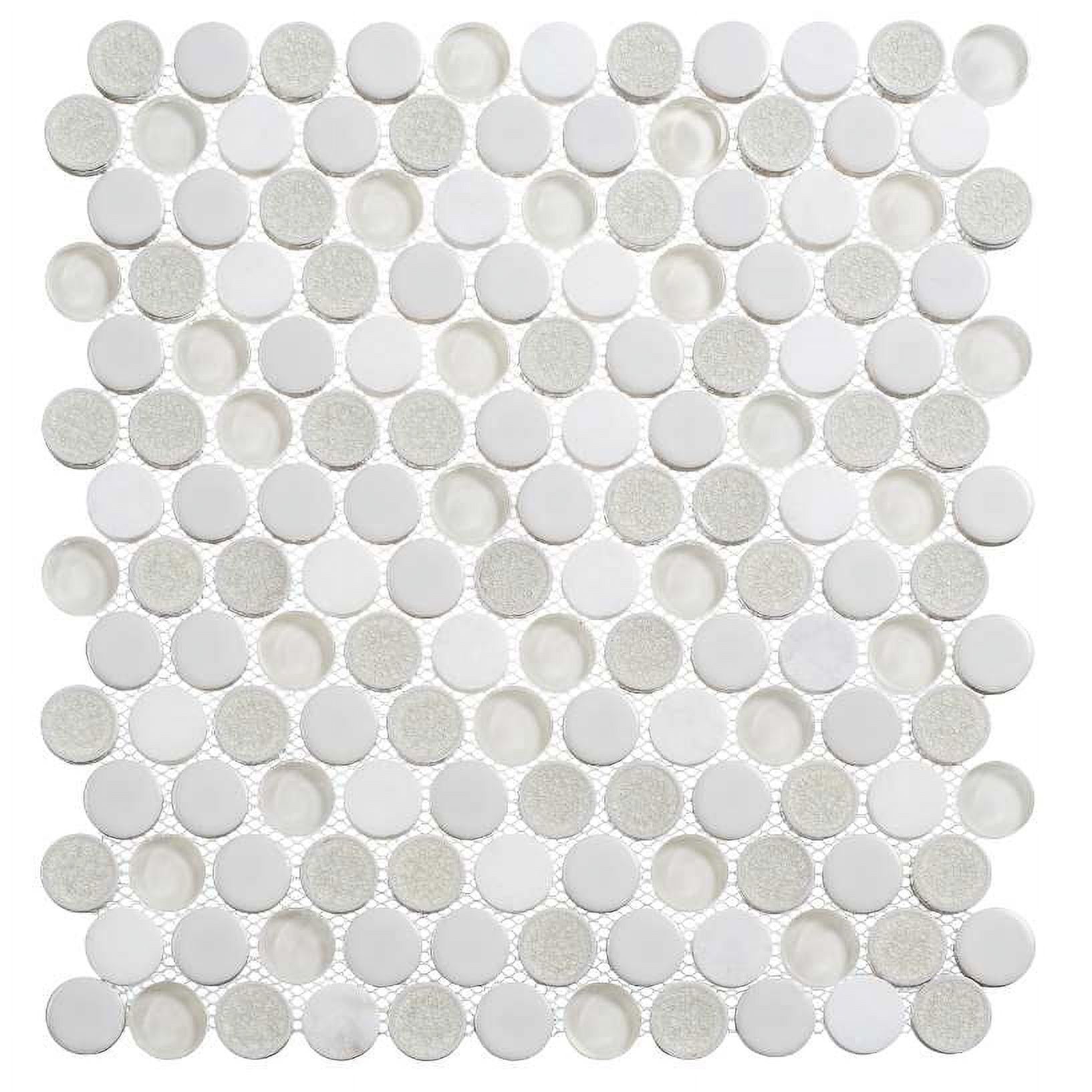 Polka Gray Penny Round Mosaic Ceramic Tile Sheet