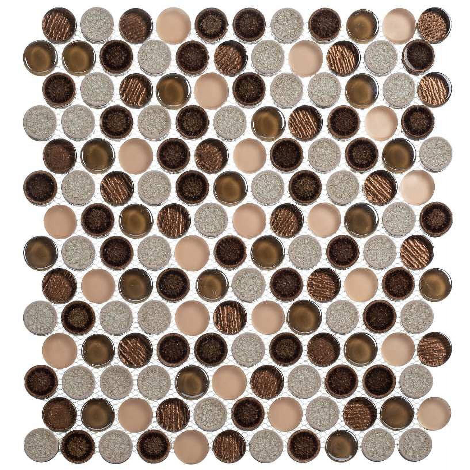 Polka 1" Glass, Ceramic & Natural Stone Penny Round Mosaic Kitchen Backsplash, Bathroom, Shower, Wall and Floor Tile