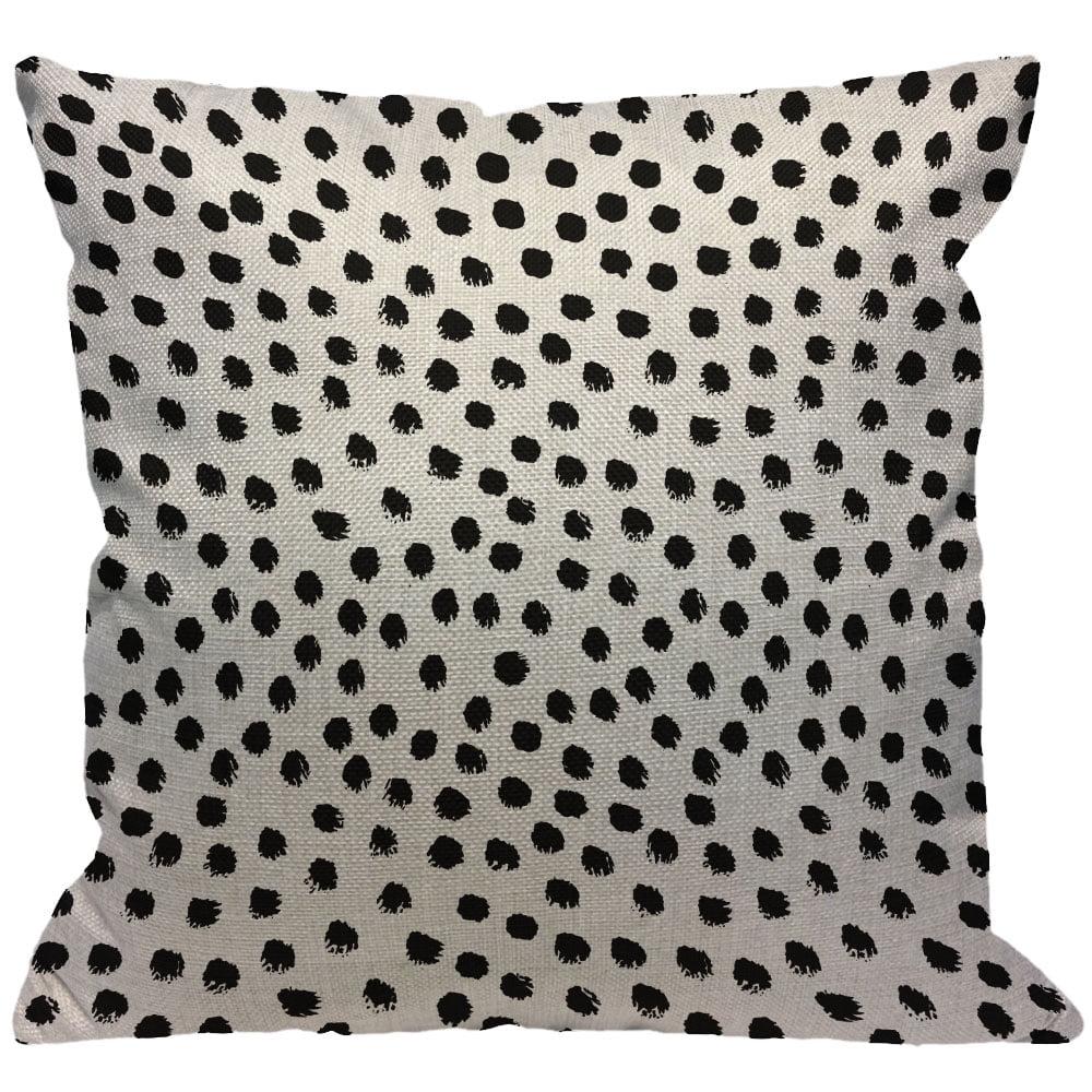 Polka Dots Decorative Throw Pillow Cover Case Brush Strokes Dots Cotton Linen Outdoor Pillow Cases Square Cushion Covers for Sofa Couch Bed Car 18x18 inch Black