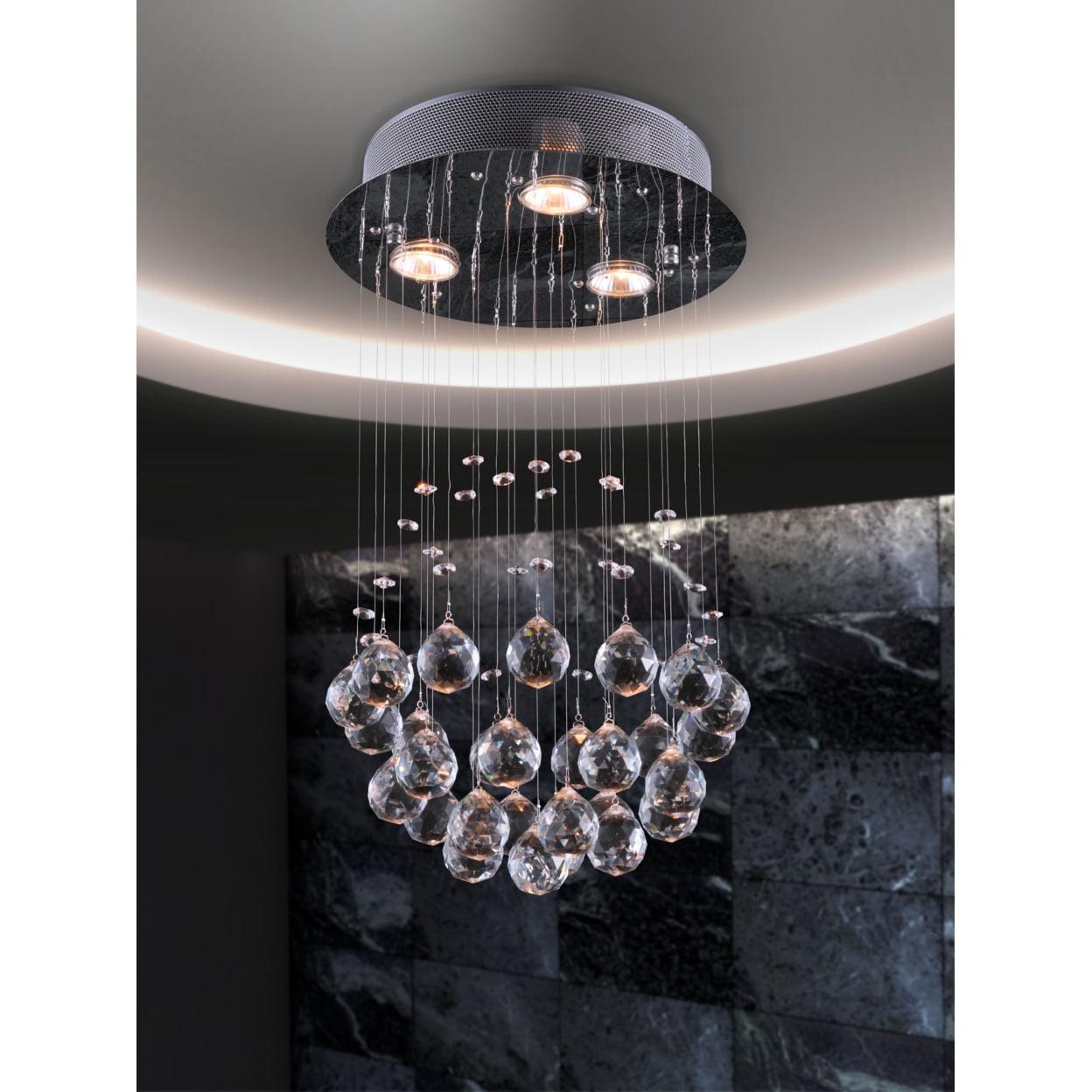 Elegant Chrome Crystal Teardrop 12" Modern Ceiling Lamp