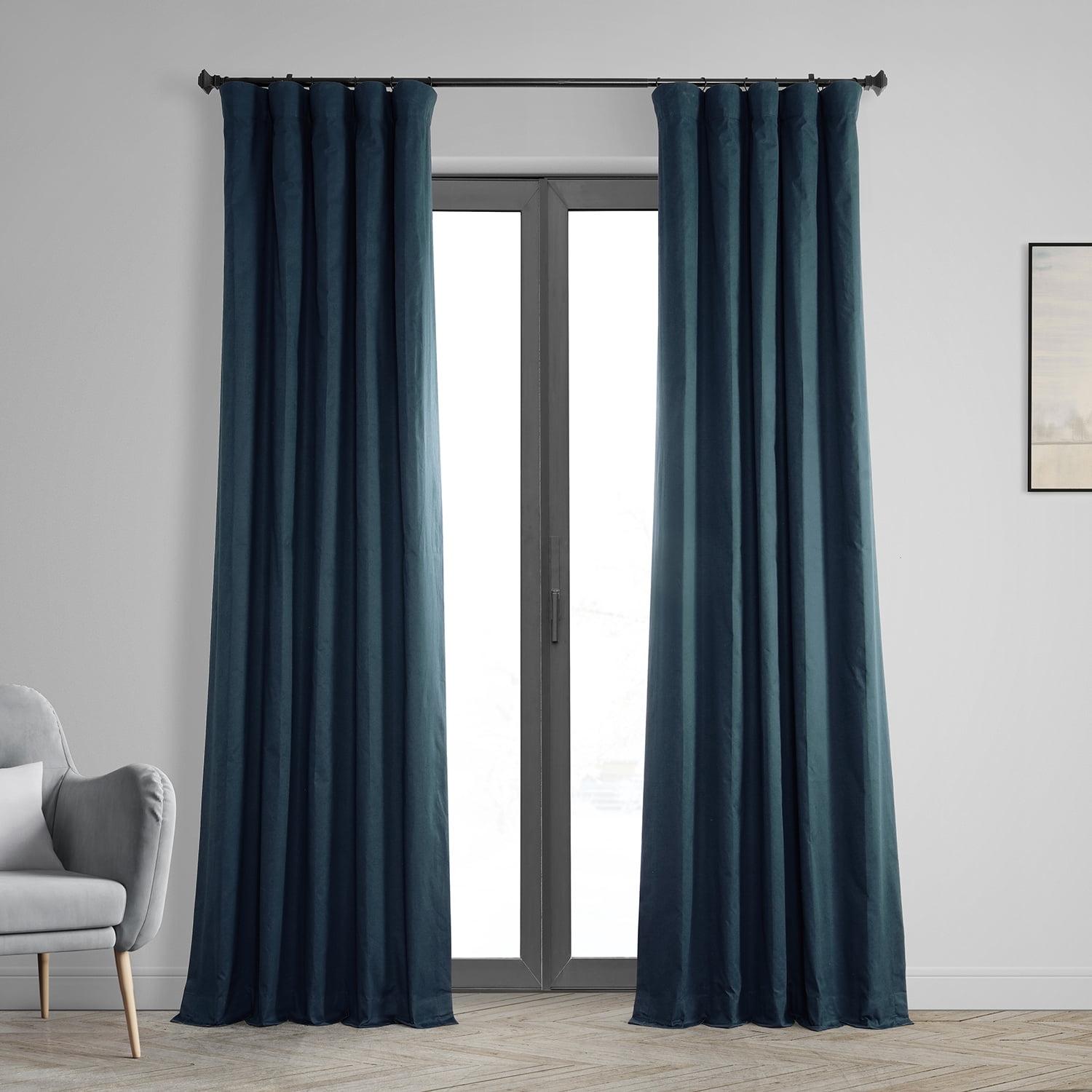 Polo Navy Solid Cotton Blackout Curtain (1 Panel), Polo Navy, 50W X 84L