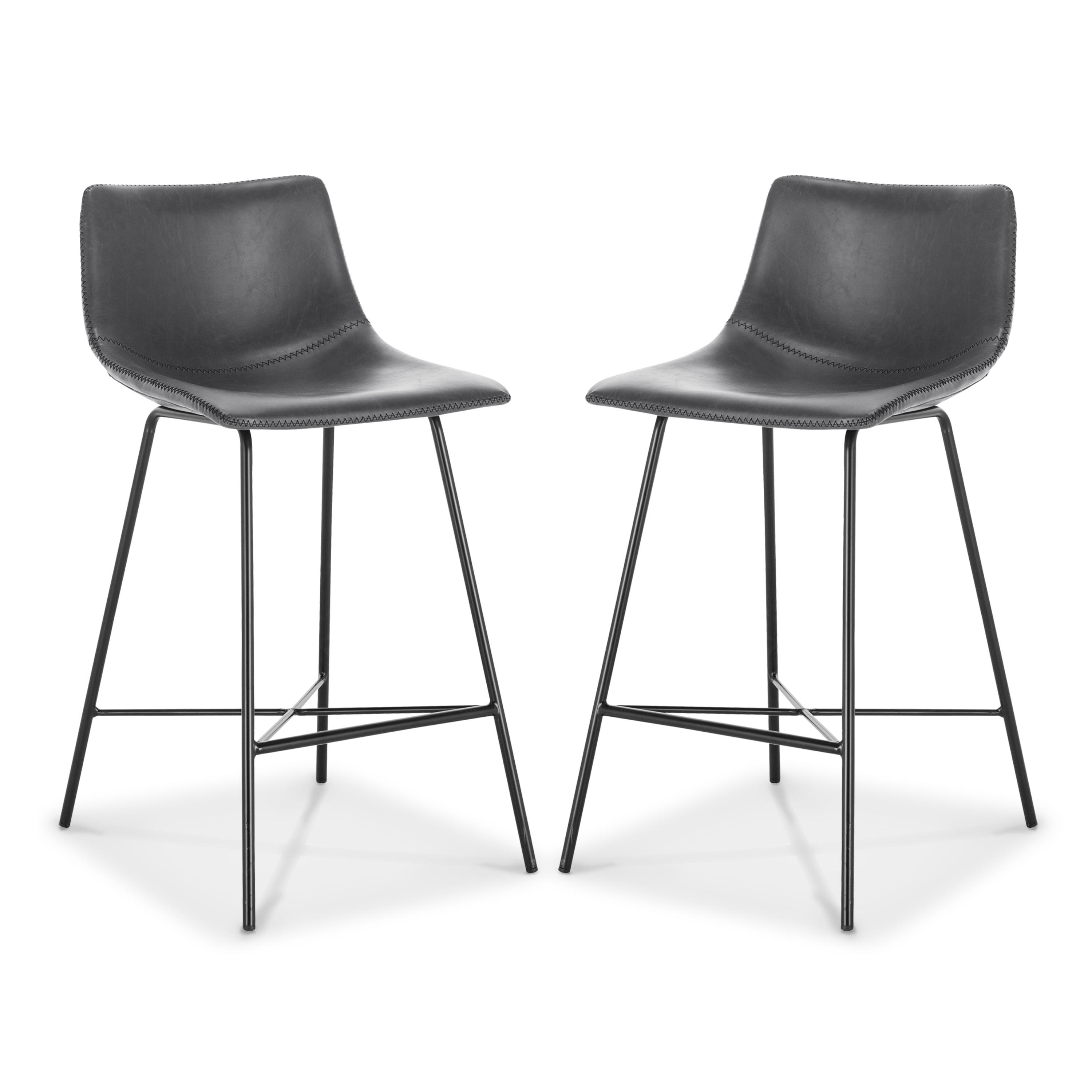 Poly & Bark Set of 2 24" High Paxton Counter Height Barstools Gray