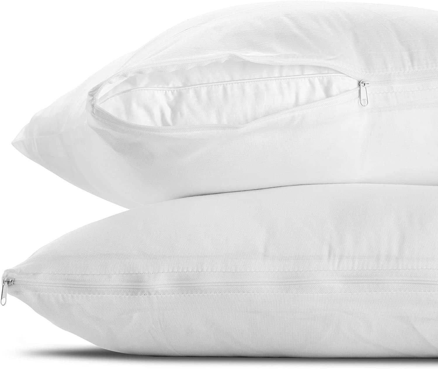 Poly-Cotton Zippered Pillow Cover  - Protects from Dirt, Dust, and Debris -200 Thread Count
