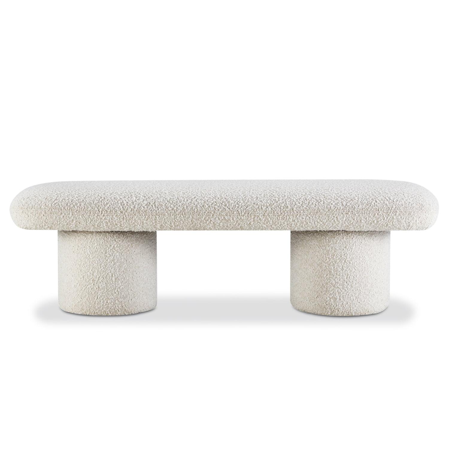 Crema White Boucle Mid Century Modern Este Bench