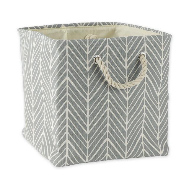 Design Imports Polyester Bin Herringbone Gray Square 13X13X13