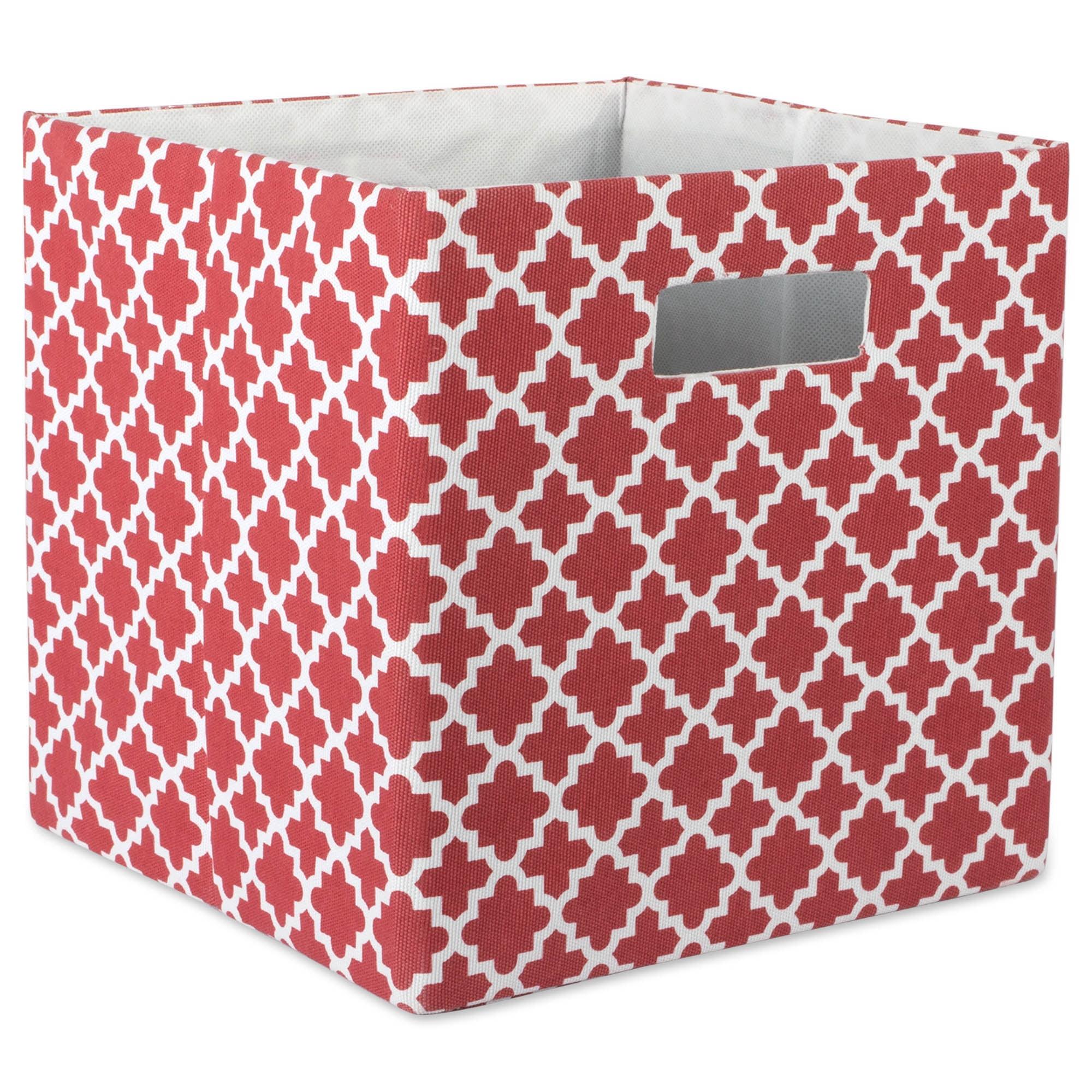 Rust Red Cube Storage Bin with Lattice Design 13"