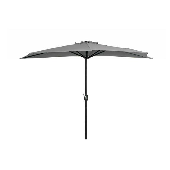 Polytrends 9' Sutton Half Round All-Weather Crank Patio Umbrella Grey