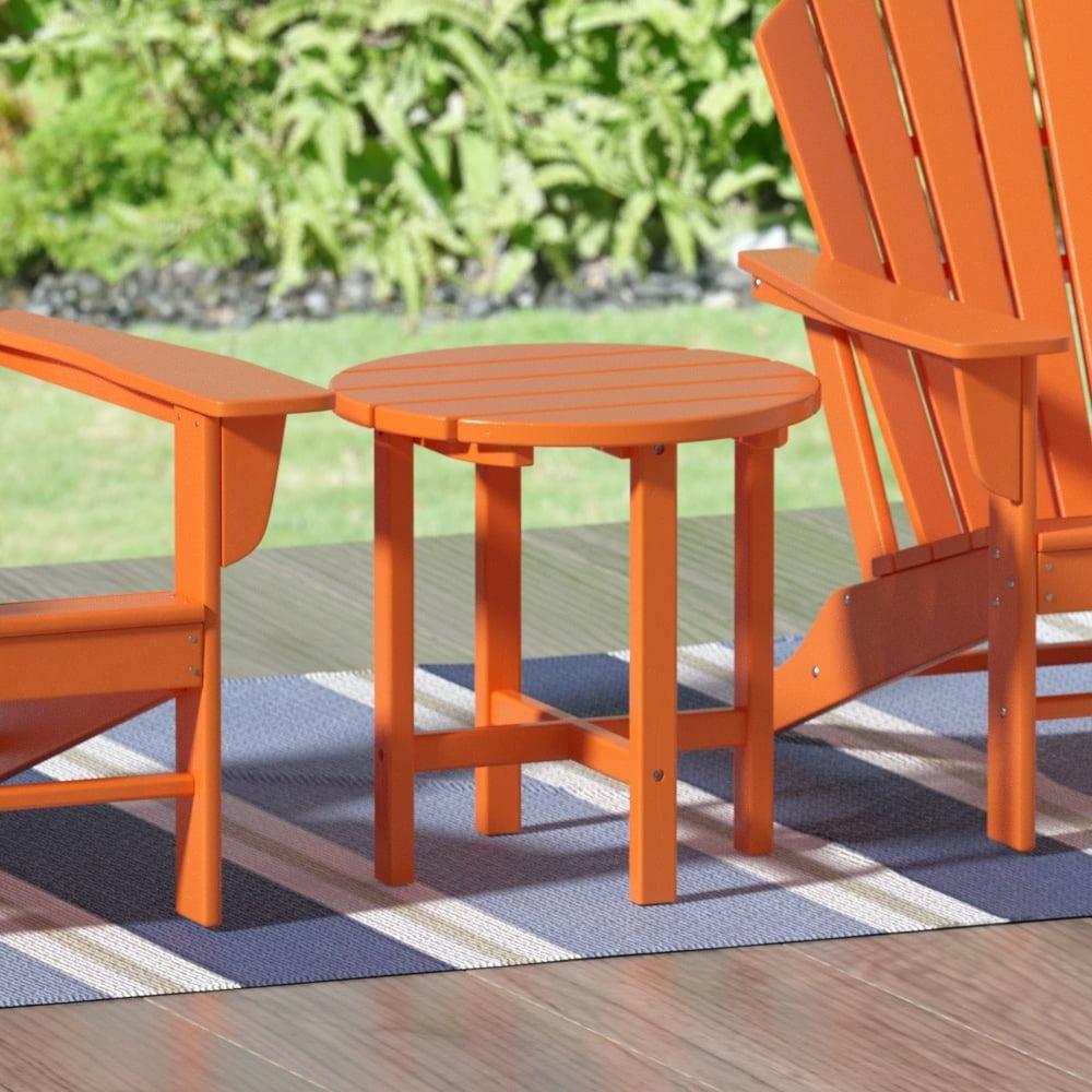 WestinTrends All-Weather Outdoor Patio Round Poly Adirondack Side Table, Orange