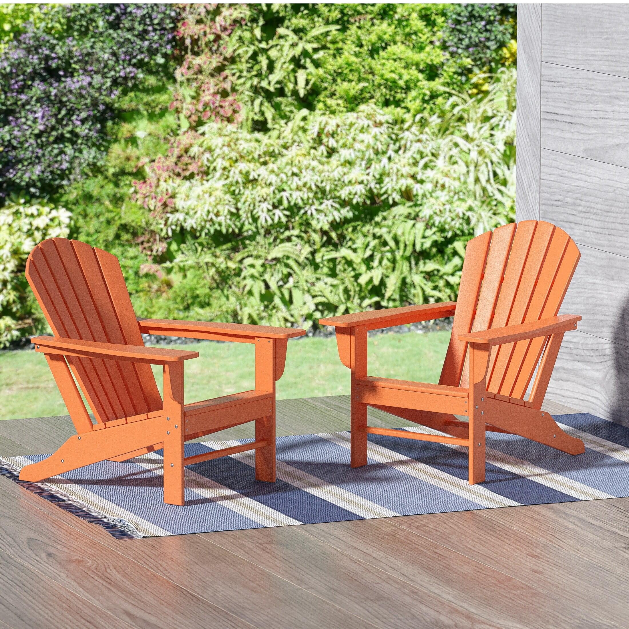 Altura Orange HDPE Outdoor Adirondack Chairs with Arms, Set of 2