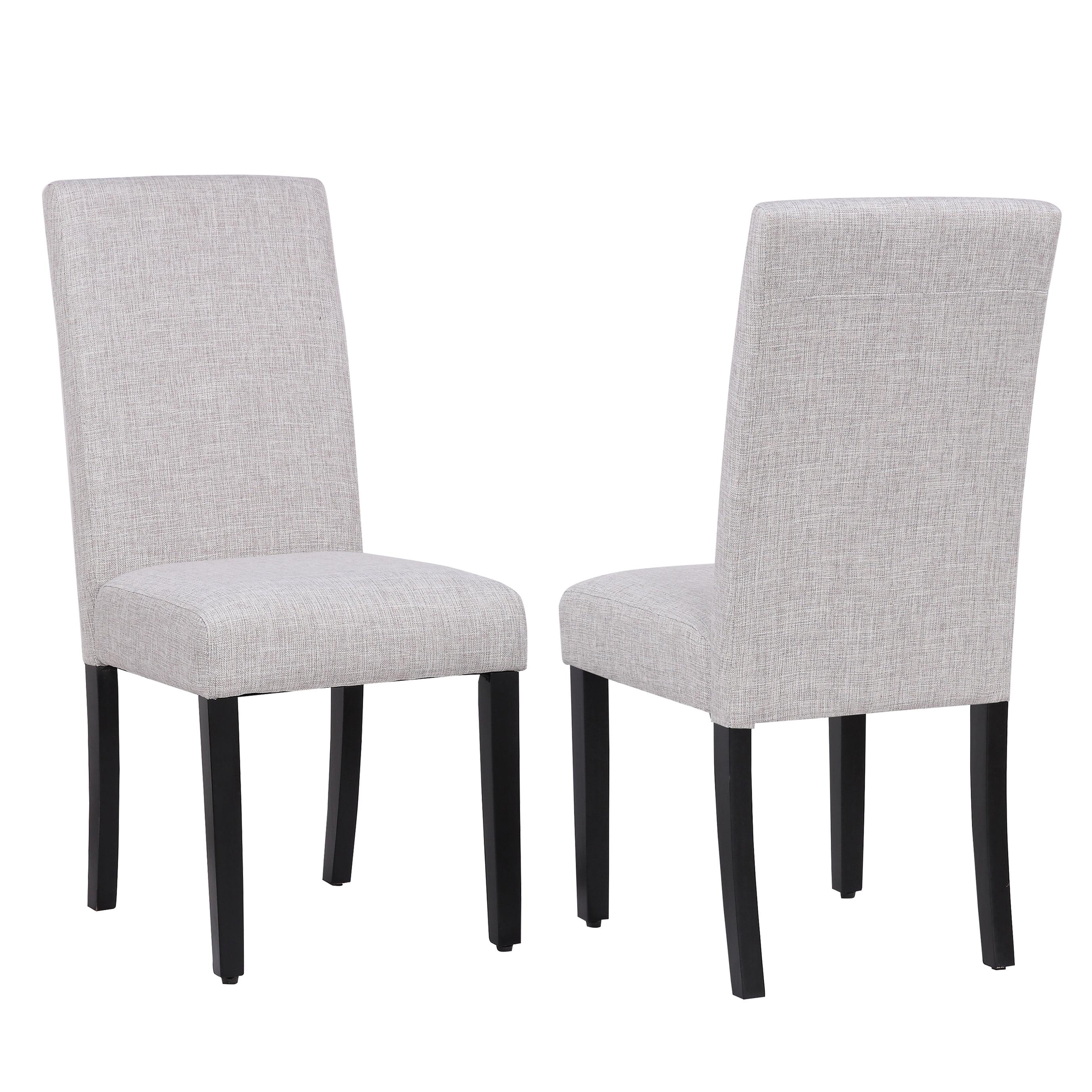 Polytrends Grandview Upholstered Linen Fabric Dining Chair (Set of 2) Light Gray Modern & Contemporary, Traditional
