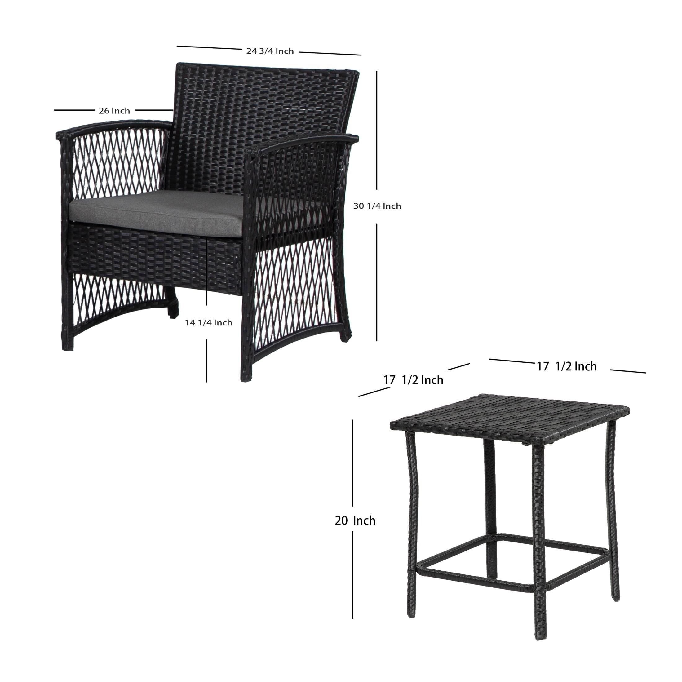 Polytrends Heritage Outdoor 3-piece Wicker Bistro Patio Set Black/Beige