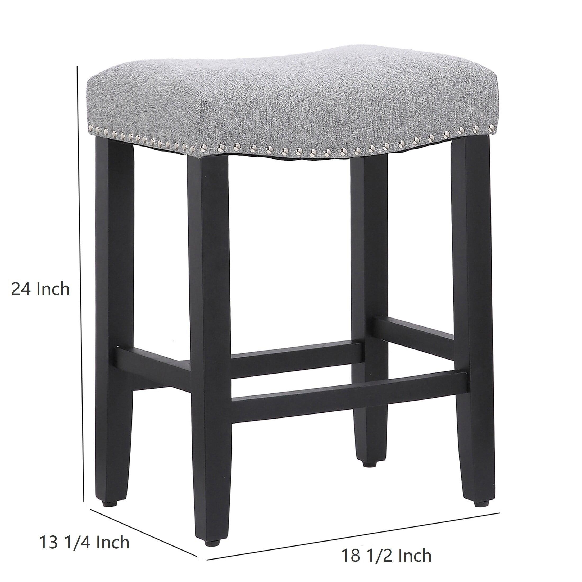 Polytrends Jameson Upholstered Polyester 24" Counter Stool - Gray Legs/ Saddle Seat Antique Gray/Beige Metal Foam Polyester Up to 200 lbs