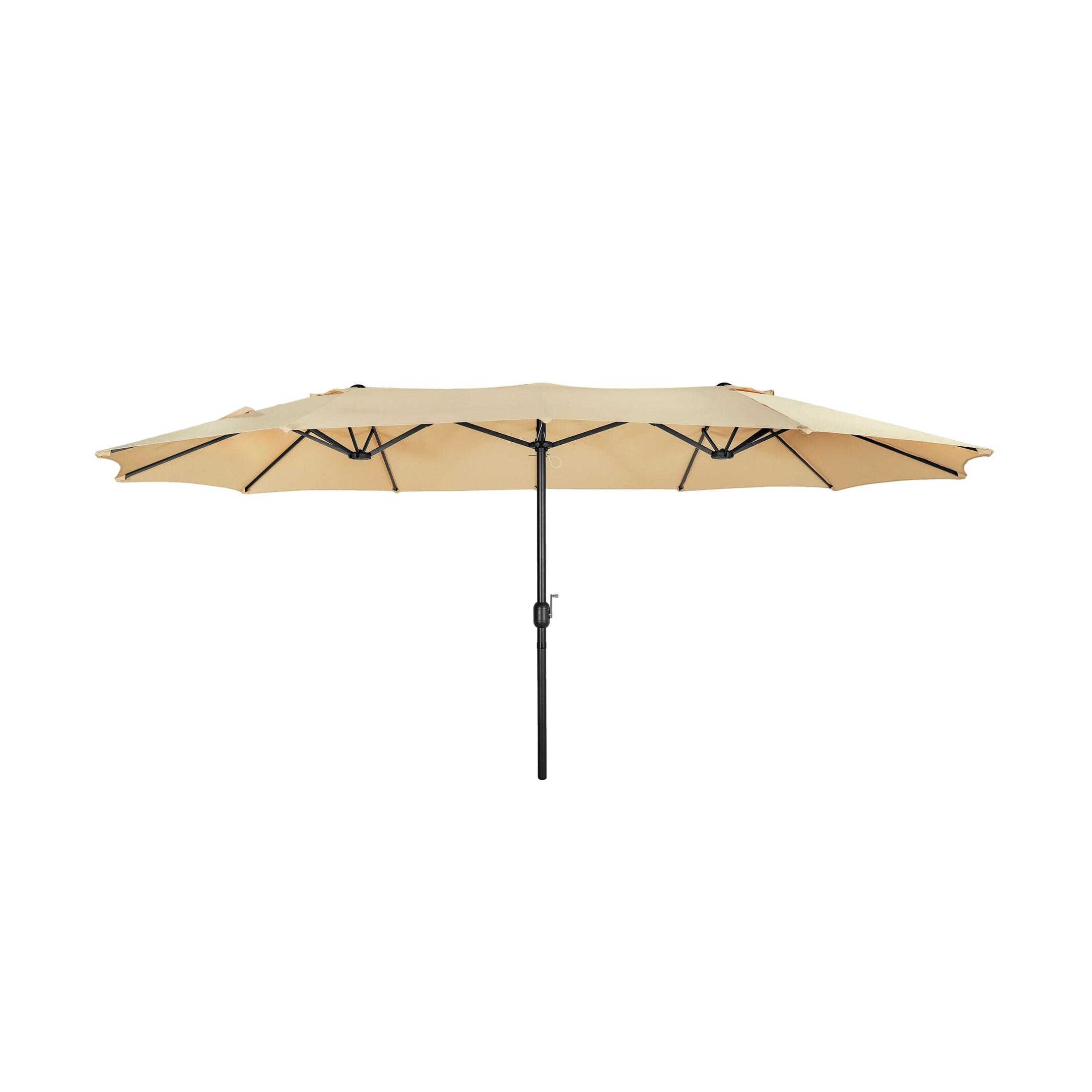 WestinTrends 15 x 9 Ft Double Sided Outdoor Twin Patio Market Table Umbrella, Beige