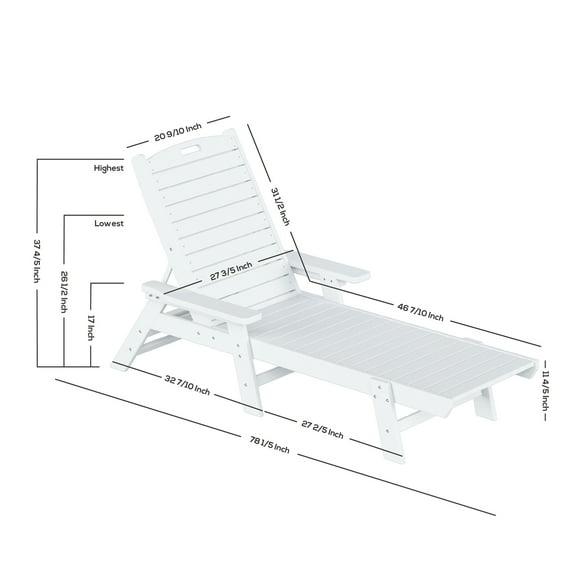 Polytrends Laguna 78" Poly Weather-Resistant Outdoor Chaise Lounge (Set of 2) Dark Green