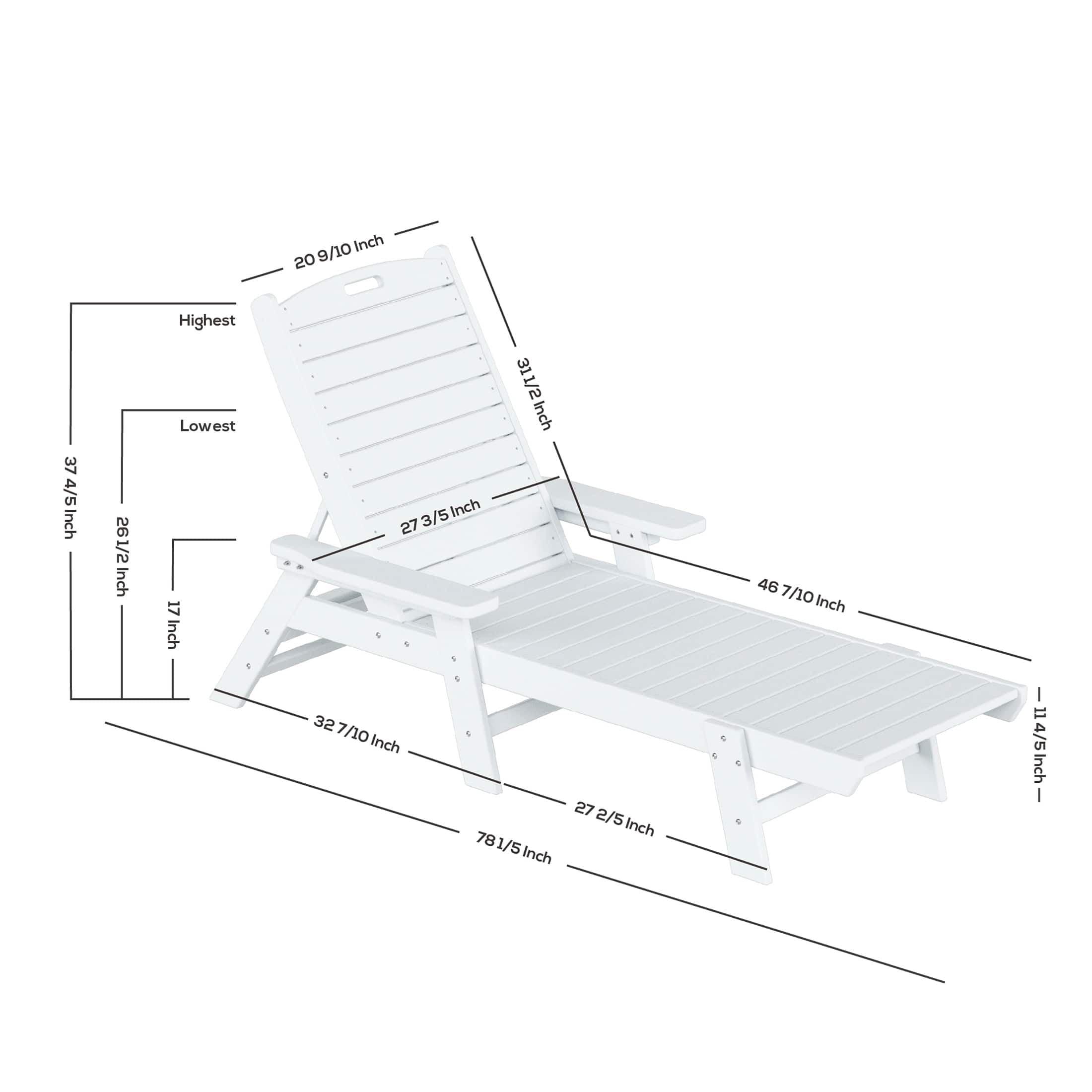 Polytrends Laguna 78" Poly Weather-Resistant Outdoor Chaise Lounge (Set of 2) Navy Blue