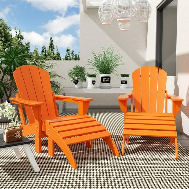 Polytrends  Laguna All Weather Poly Outdoor Patio Adirondack Chair Conversation Set - (4-Piece) Orange
