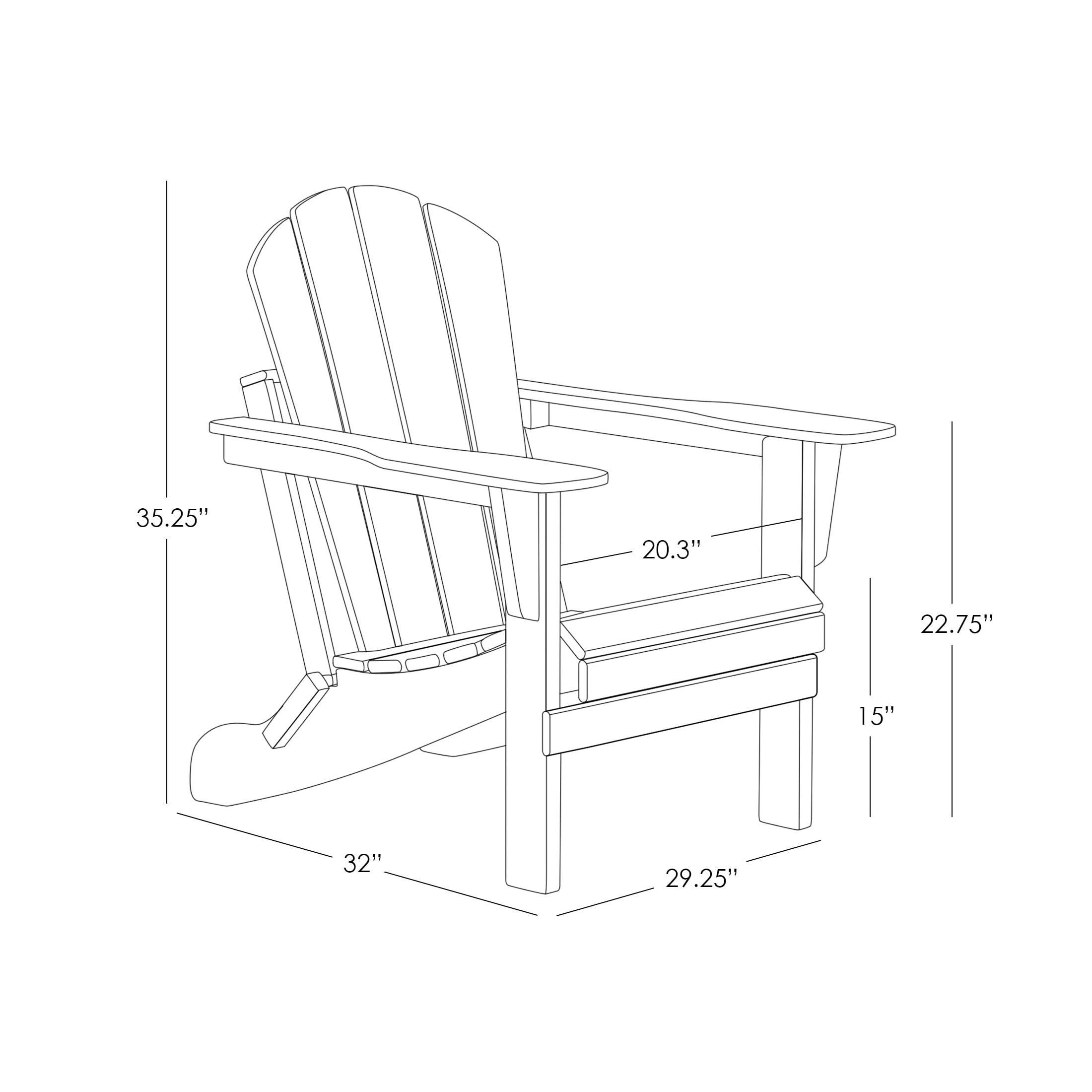 Teak All Weather Poly Outdoor Adirondack Chair Set with Ottomans