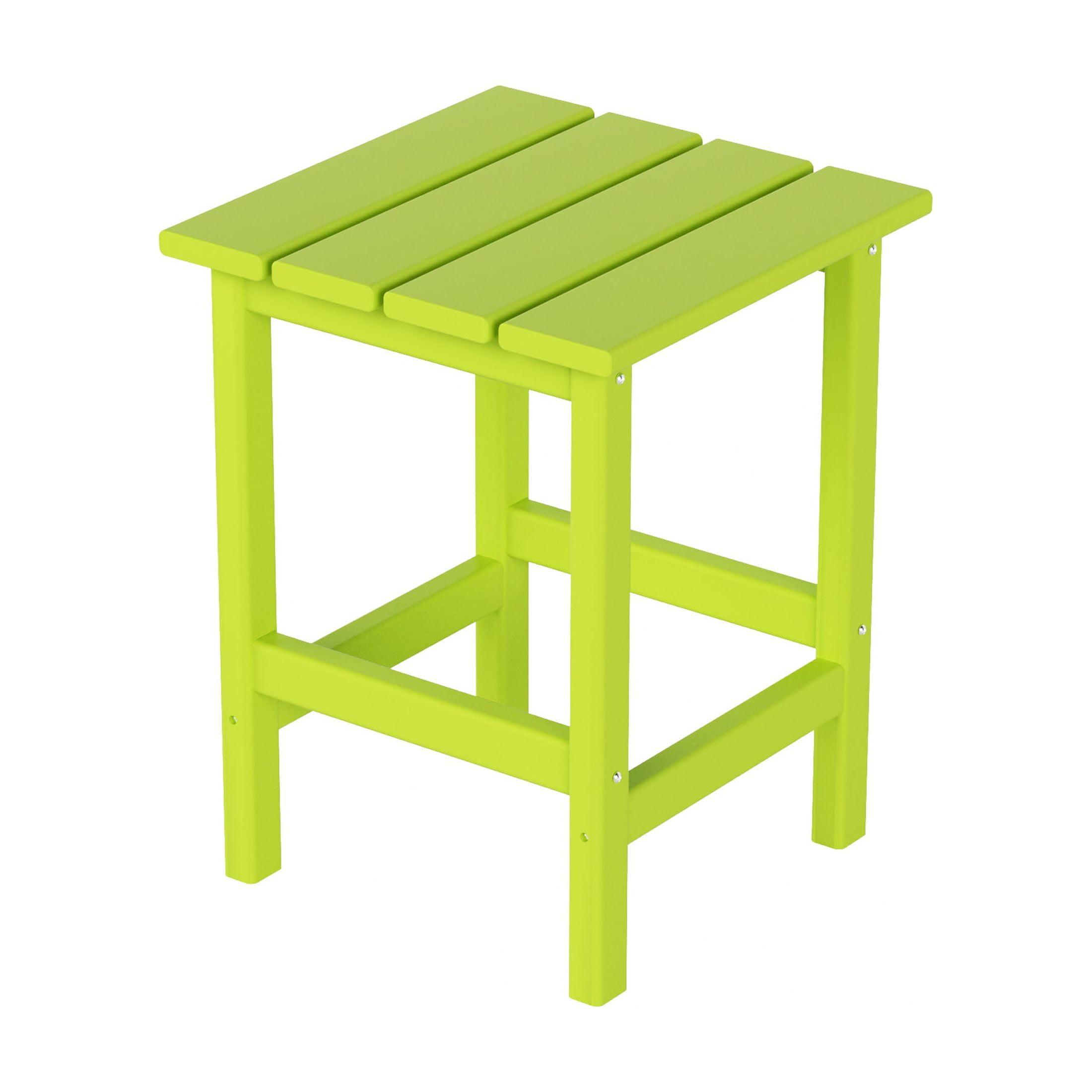 Polytrends  Laguna Hdpe All Weather Outdoor Patio Square Side Table Lime