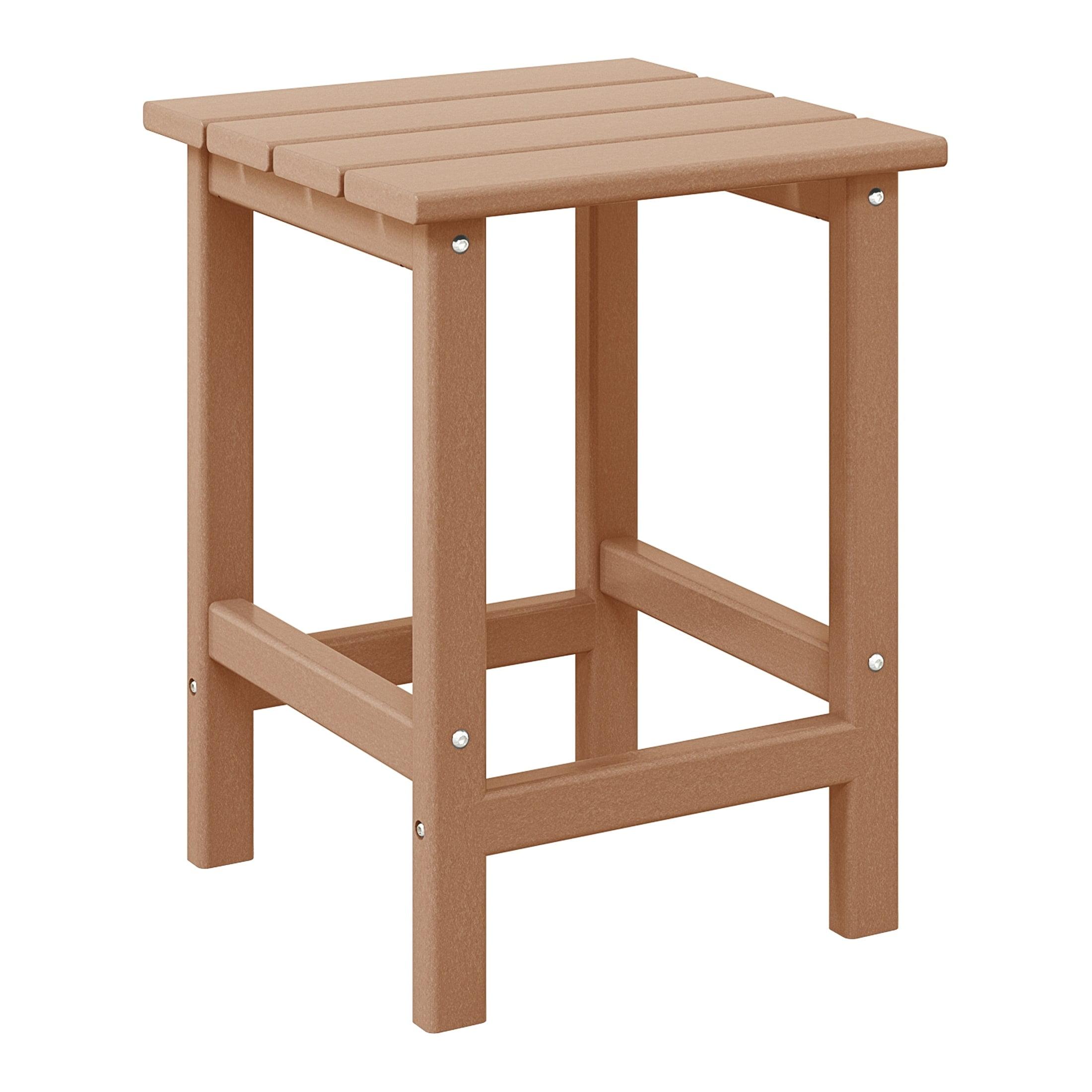 Polytrends  Laguna Hdpe All Weather Outdoor Patio Square Side Table Teak