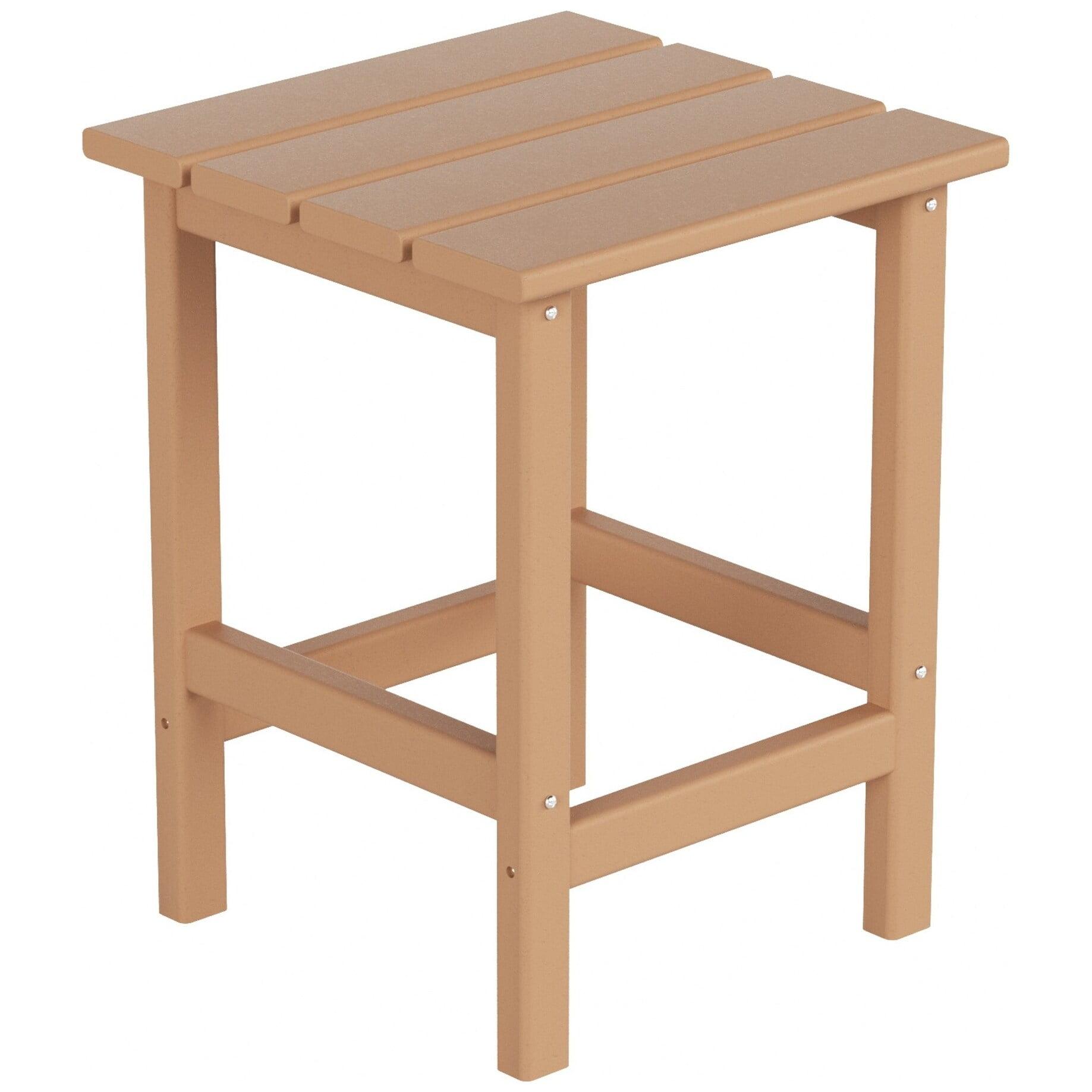 Polytrends  Laguna Hdpe All Weather Outdoor Patio Square Side Table Teak