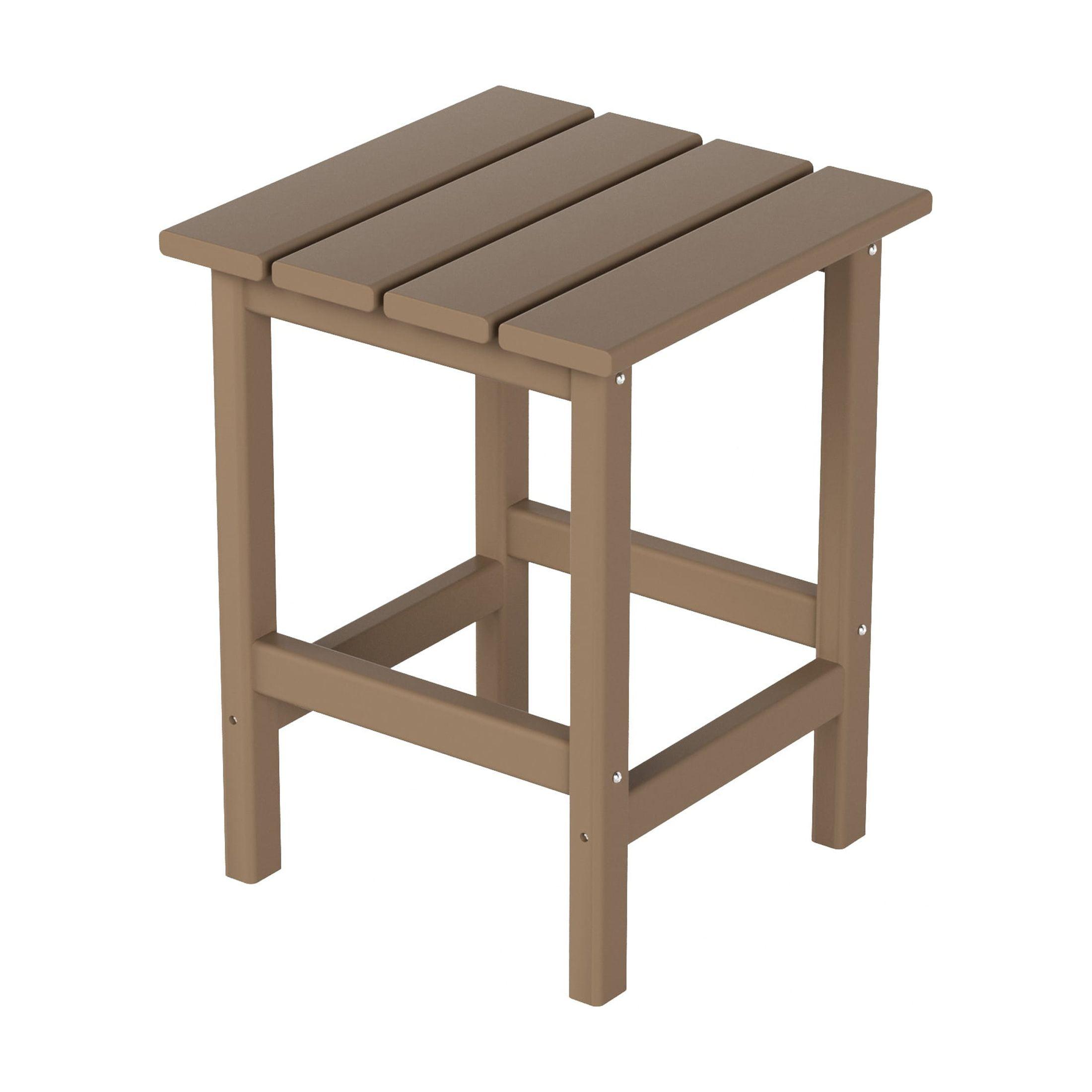 Polytrends  Laguna Hdpe All Weather Outdoor Patio Square Side Table Weathered Wood