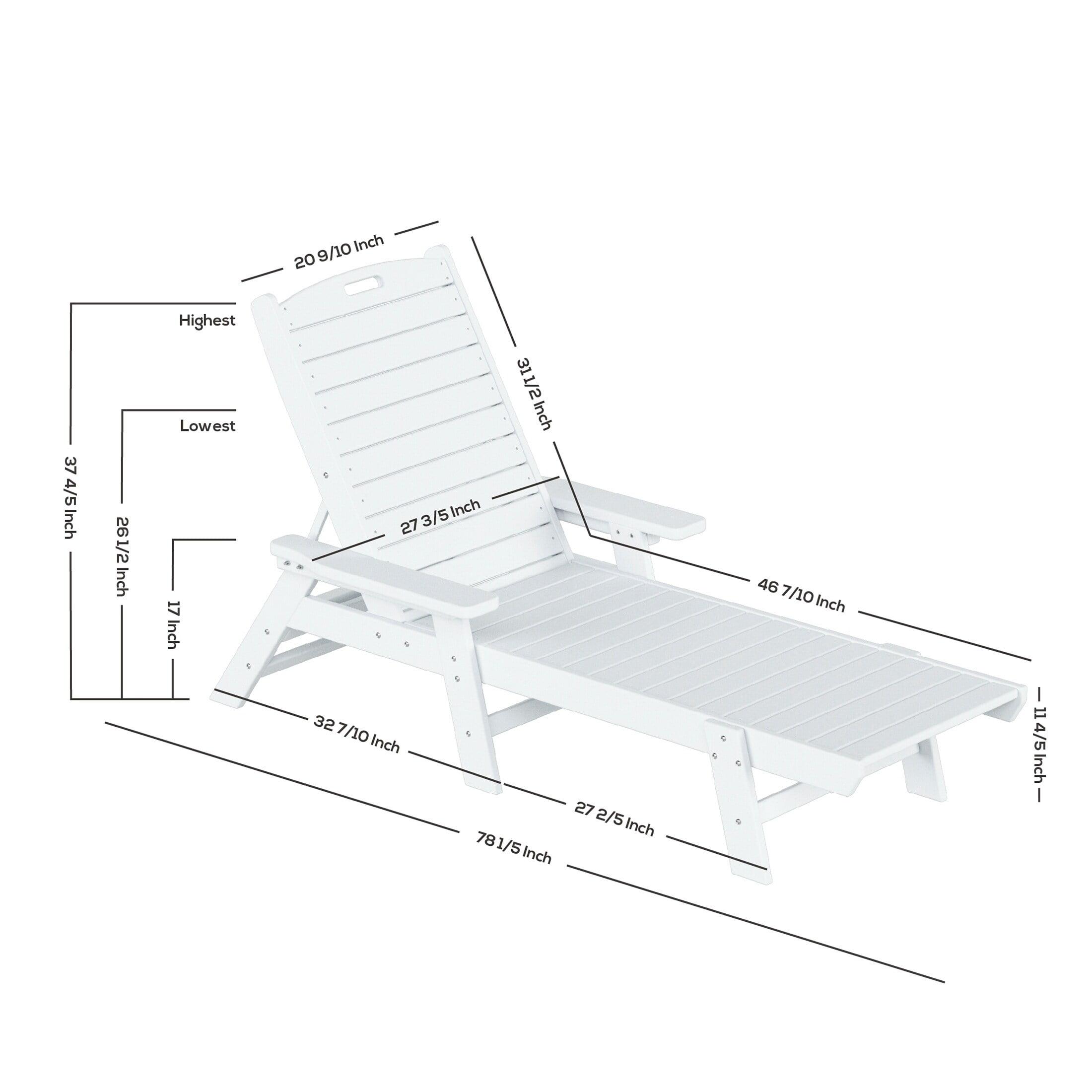 Polytrends  Laguna Hdpe All Weather Outdoor Patio Pool Reclining Chaise Lounge Gray