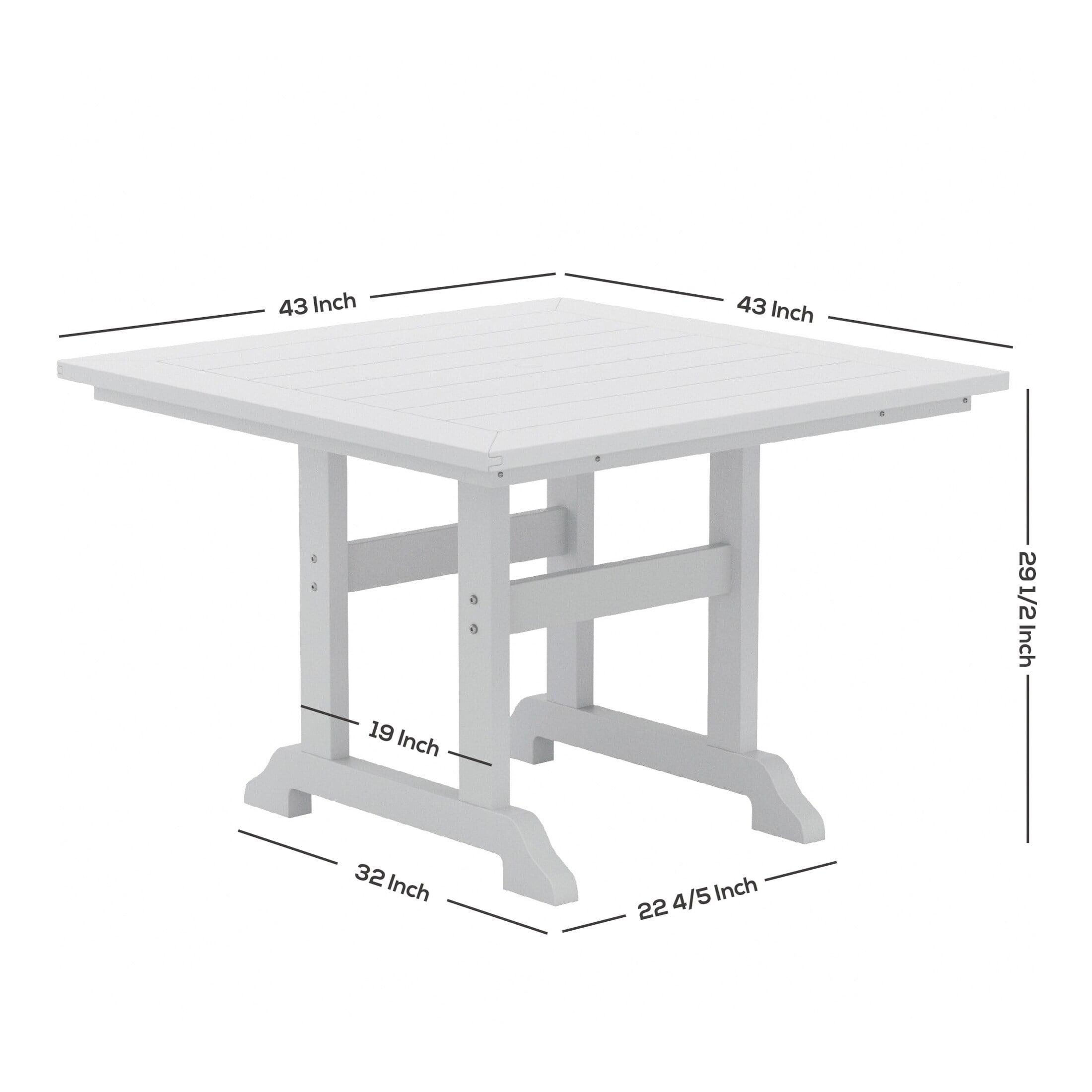 Teak Beige HDPE 5-Piece Outdoor Dining Set with Arm Chairs