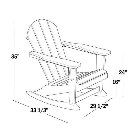 JUSTLET Plastic Adirondack Rocking Chair,HDPE All-Weather Outdoor Rocking Adirondack Chair for Porch, Patio, Balcony,Black
