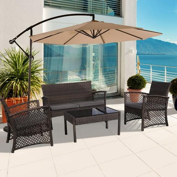 Morada 4-Piece Woven Rattan Wicker Sofa Set, Gray