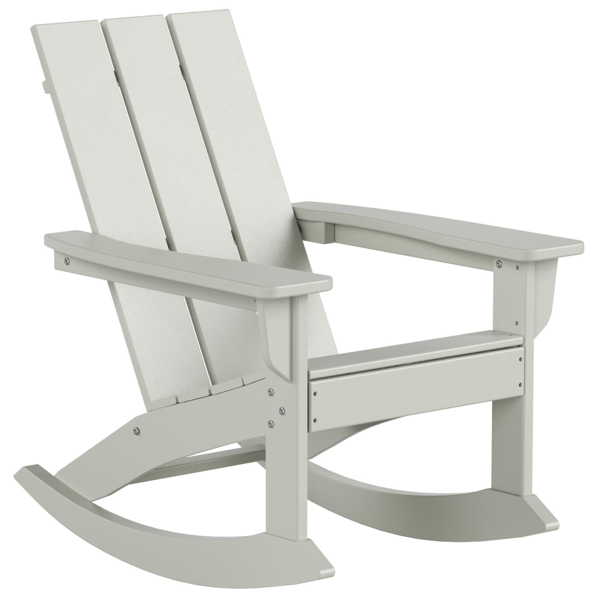 Polytrends  Shoreside Modern Eco-Friendly All Weather Poly Adirondack Rocking Chair Sand