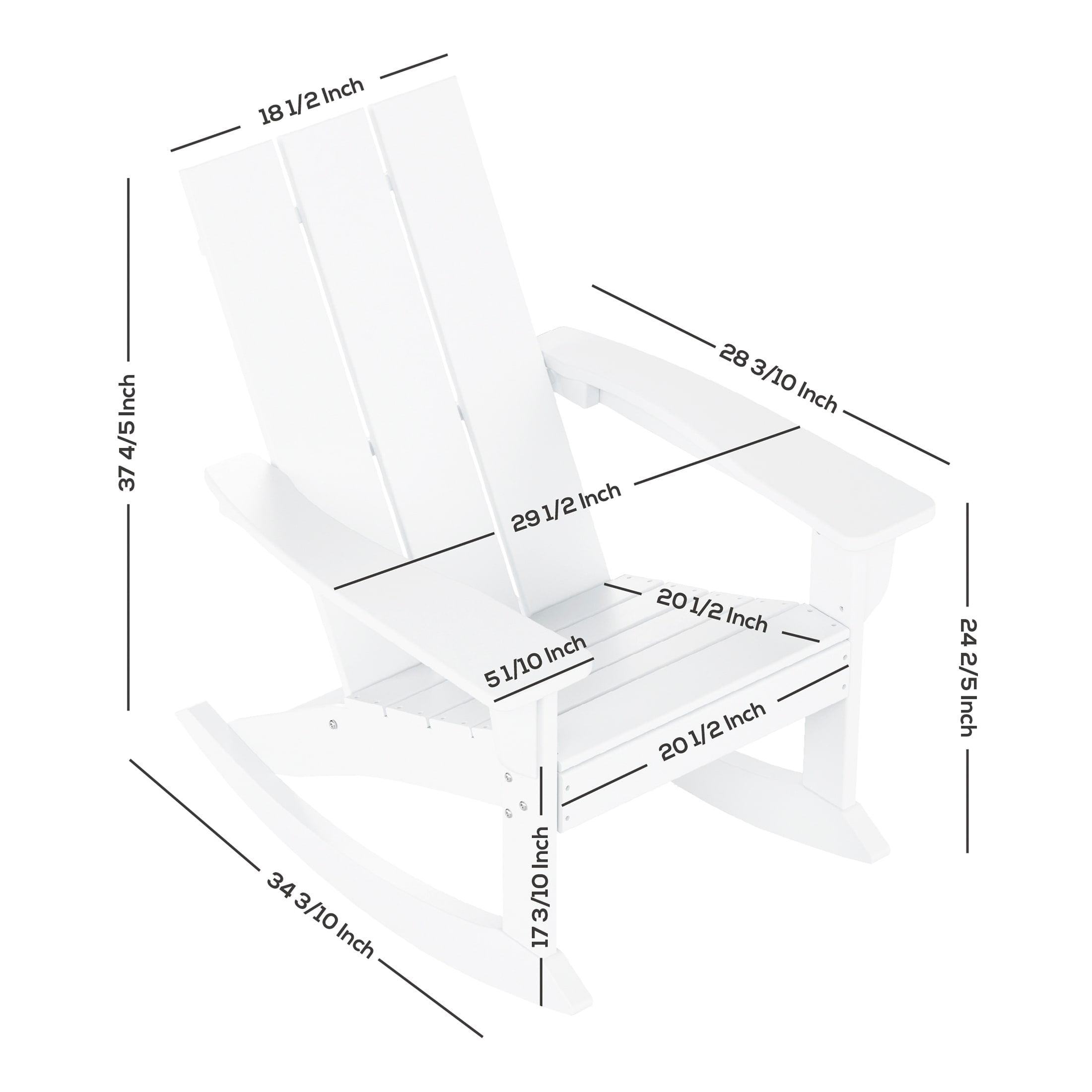 Shoreside White HDPE Modern Adirondack Outdoor Rocking Chair