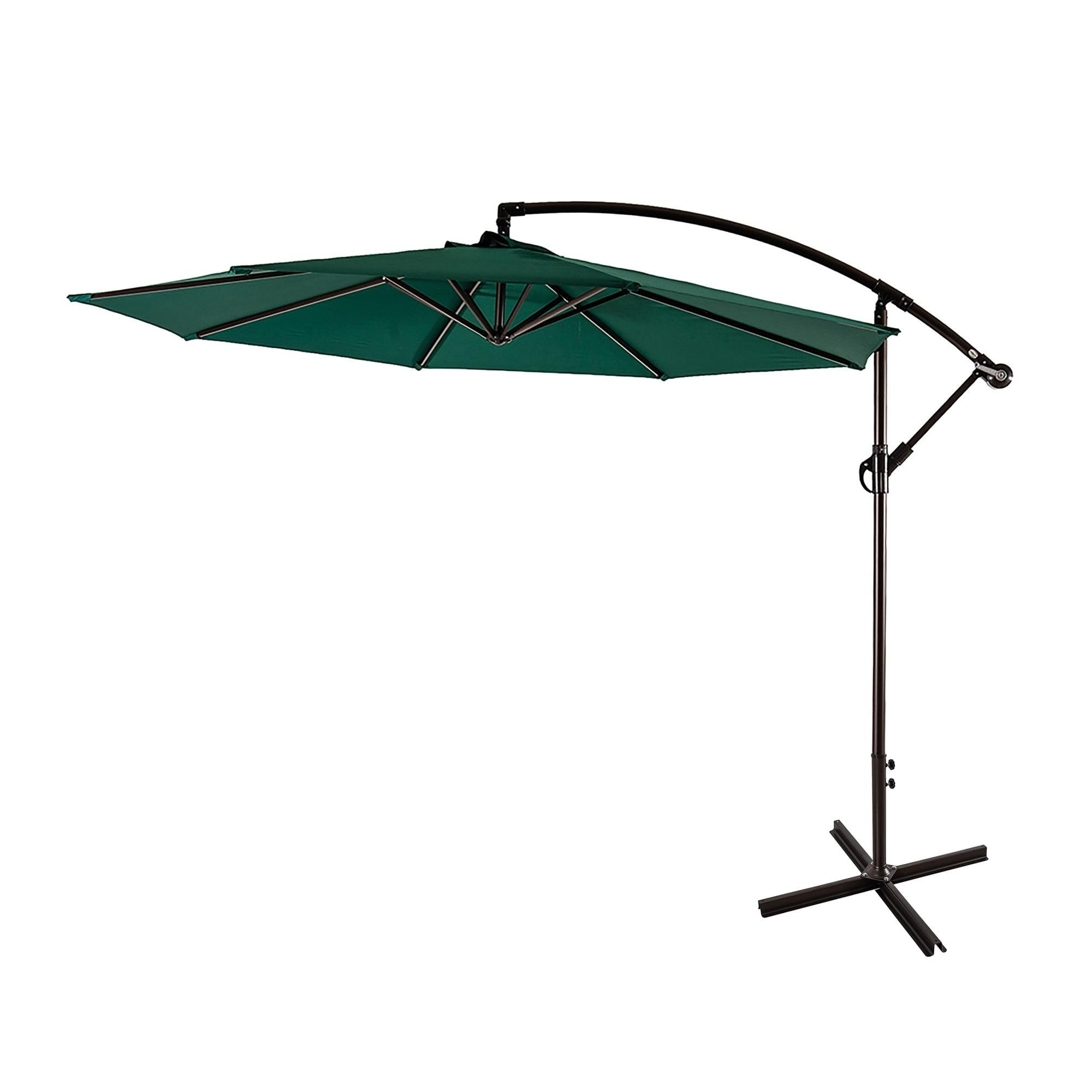 10-Foot Dark Green Steel Cantilever Patio Umbrella