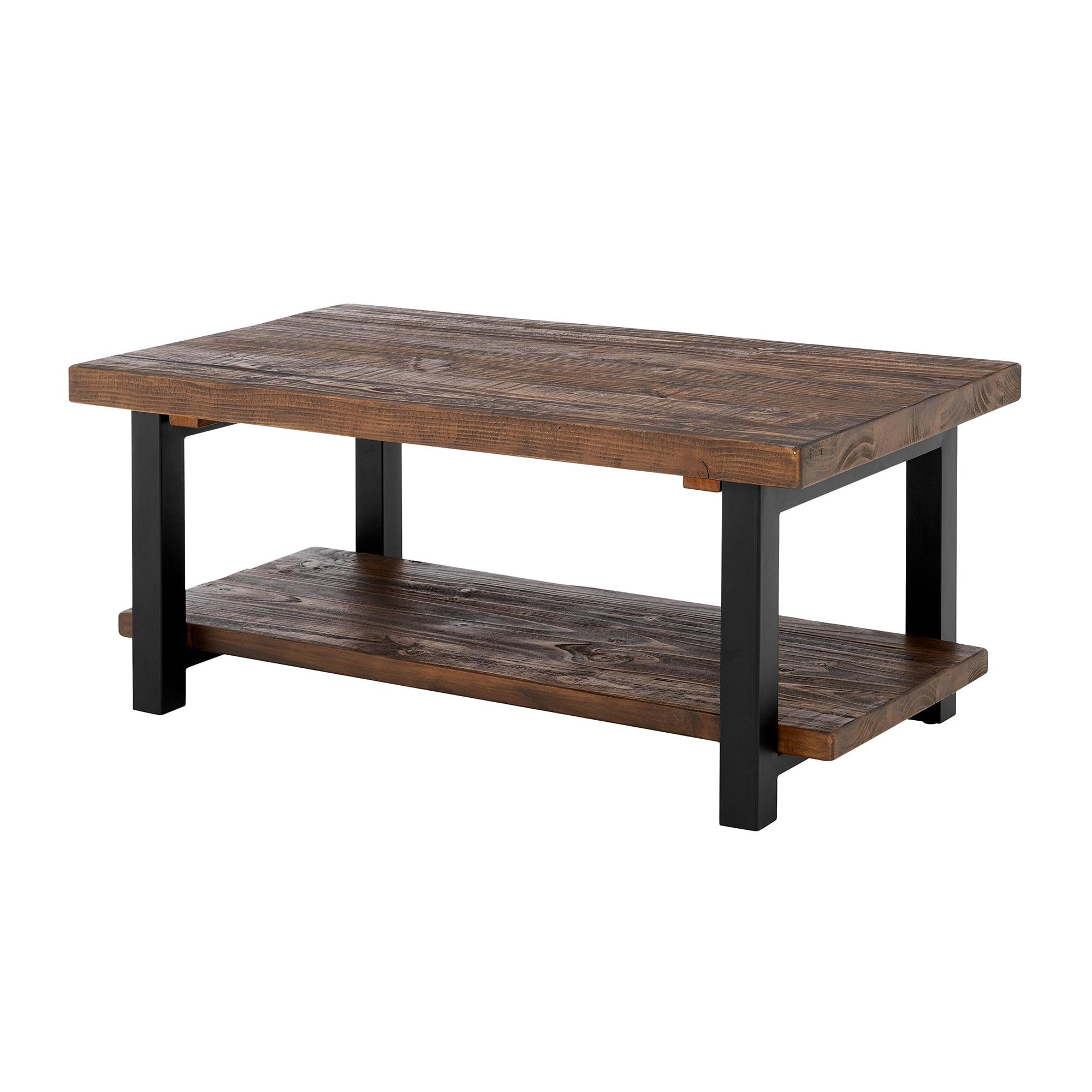 Pomona 42" Rustic Natural Wood and Metal Coffee Table