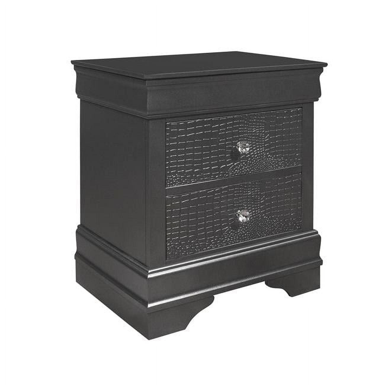 Pompei 2-Drawer Metallic Grey MDF Nightstand - 17"x24"x22"