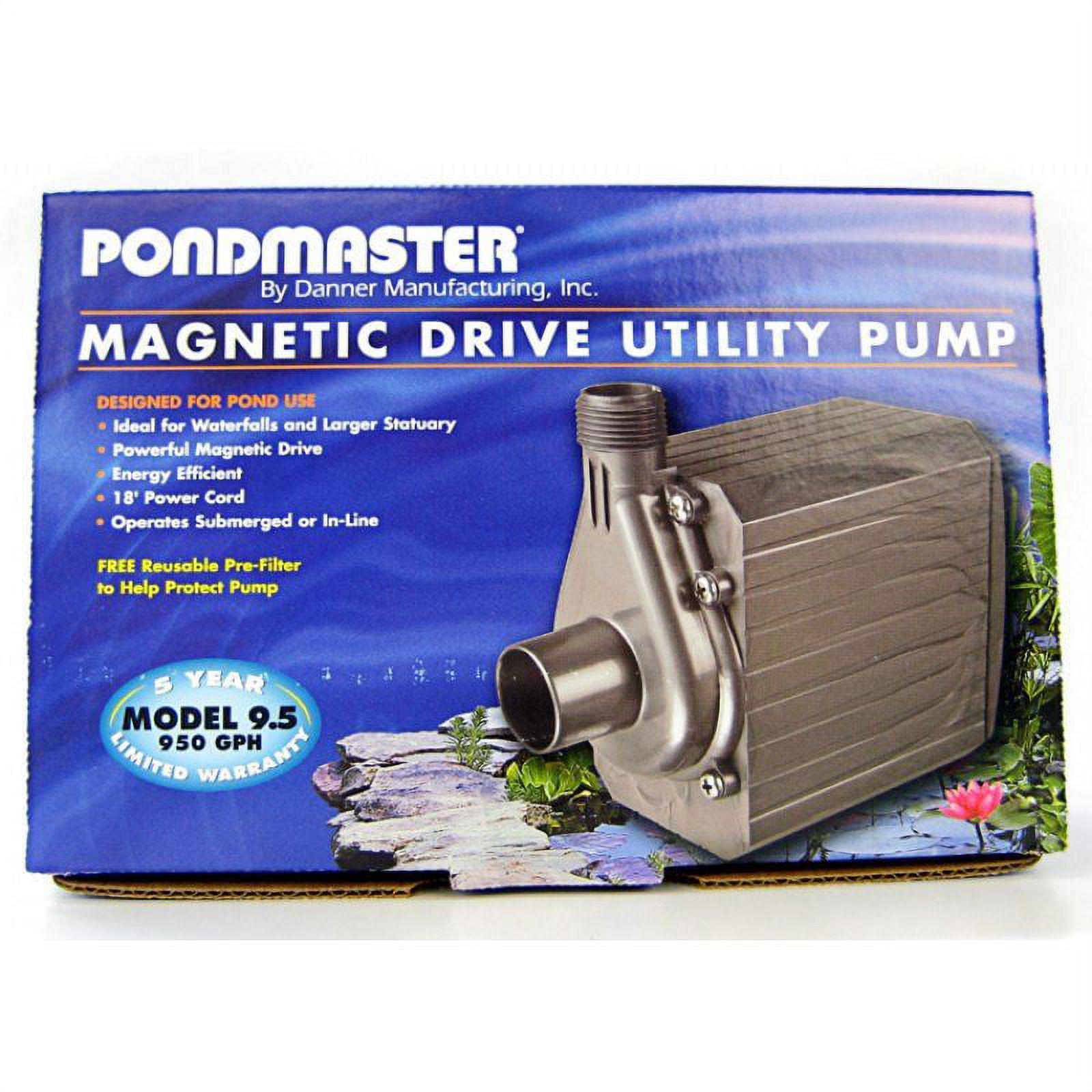 Danner Manufacturing, Inc., Pondmaster Pond-Mag, 250 GPH Magnetic Drive Water Pump, 02522